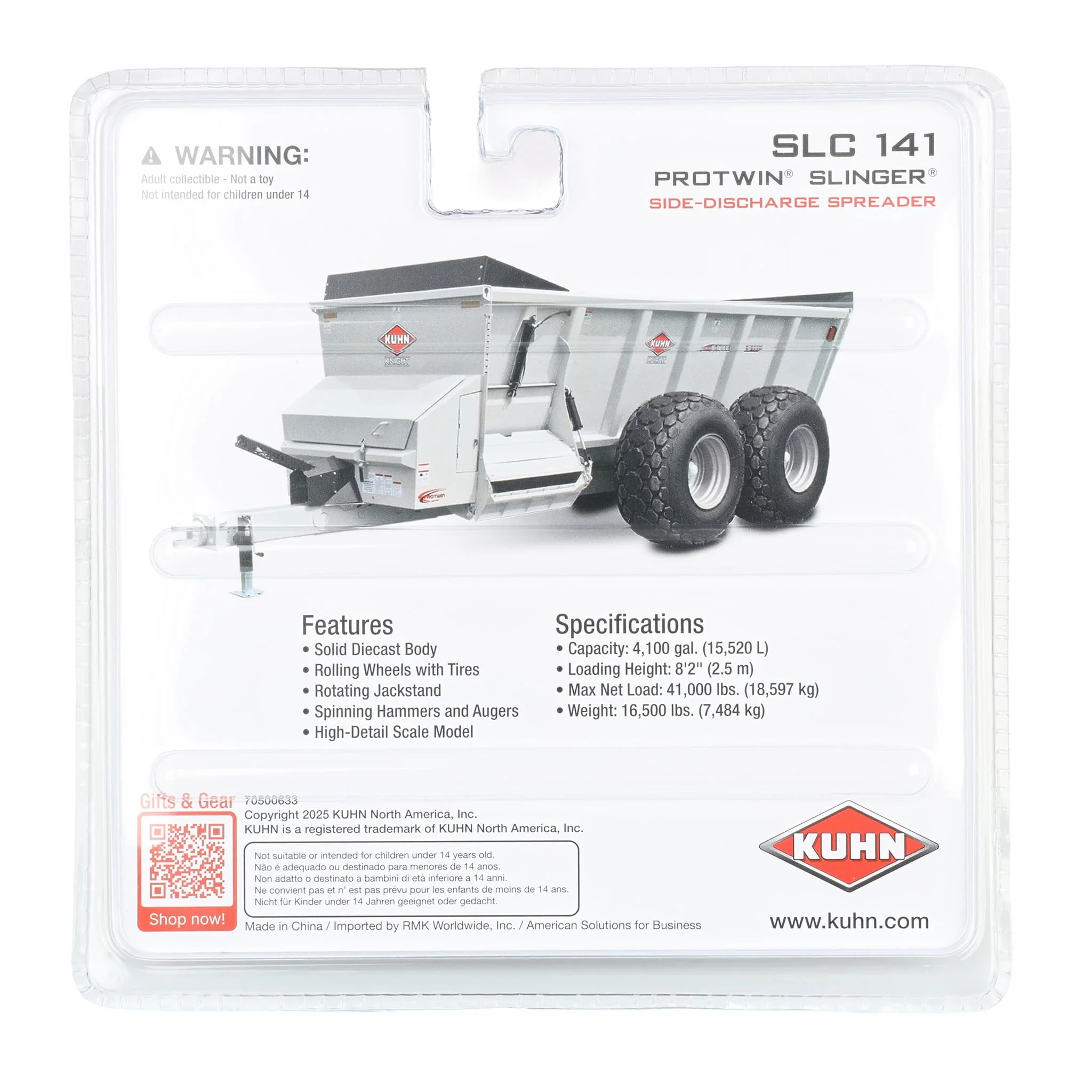 1/64 Kuhn SLC 141 ProTwin Slinger Manure Spreader with Tandem Axle - Image 8