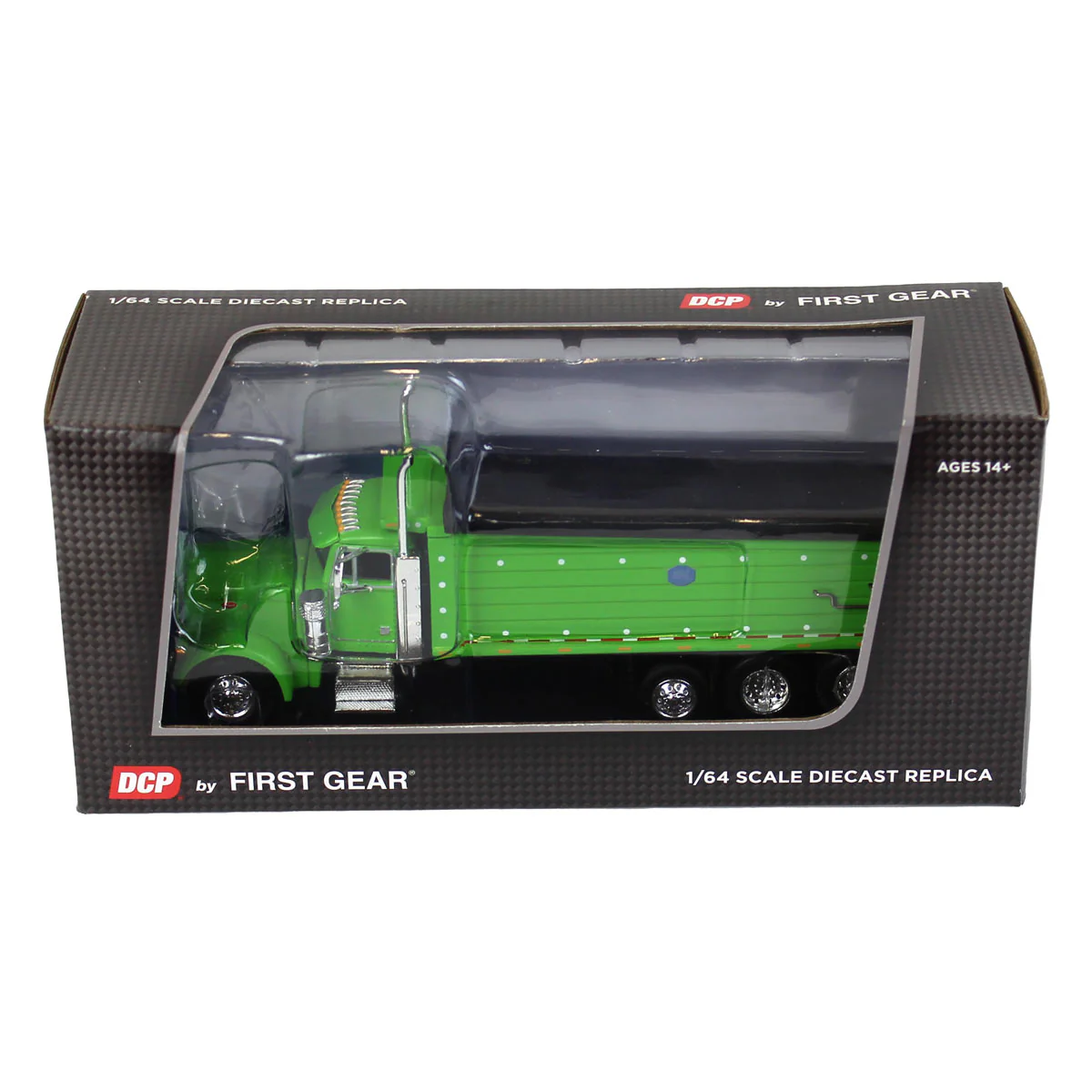 1/64 Lime Green Peterbilt 379 Semi Truck with Tri-axle MAC Dump Body, DCP by First Gear - Image 6