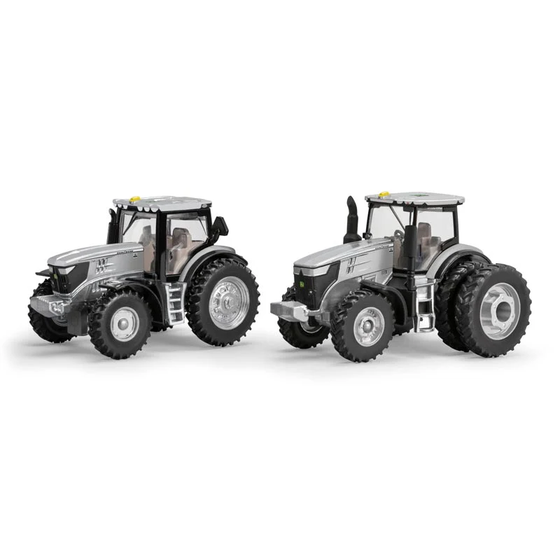 1/64 John Deere 6215R & 7290R Tractor Set by ERTL, John Deere 100 Years, Silver & Black
