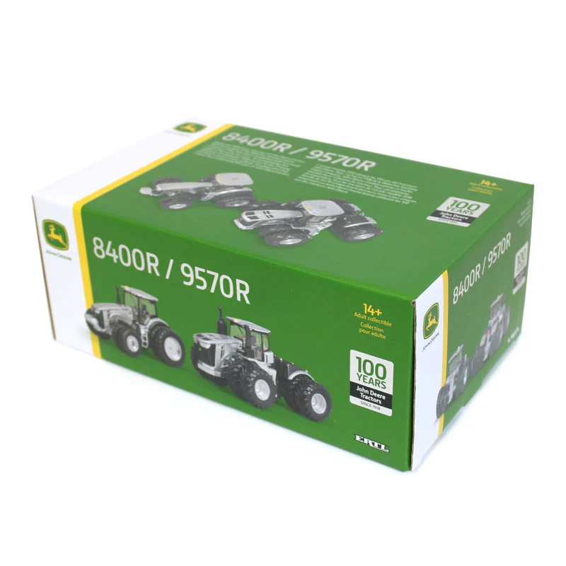 1/64 Limited Edition 100 Years Silver and Black John Deere 9570R & 8400R Tractors Set - Image 2