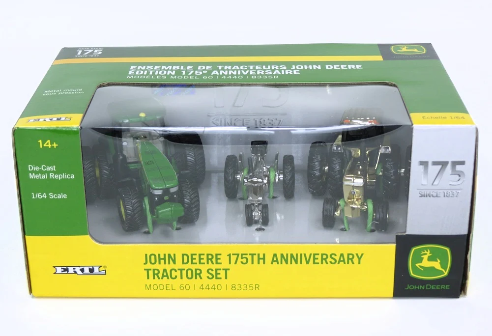 1/64 Gold & Chrome John Deere 175th Anniversary Limited Edition Tractor Set by ERTL - Image 2