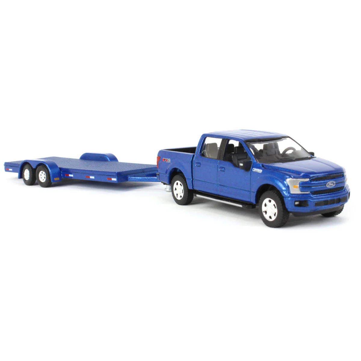 1/64 Metallic Blue 2019 Ford F-150 with Trailer by Auto World, Limited Edition - Image 2