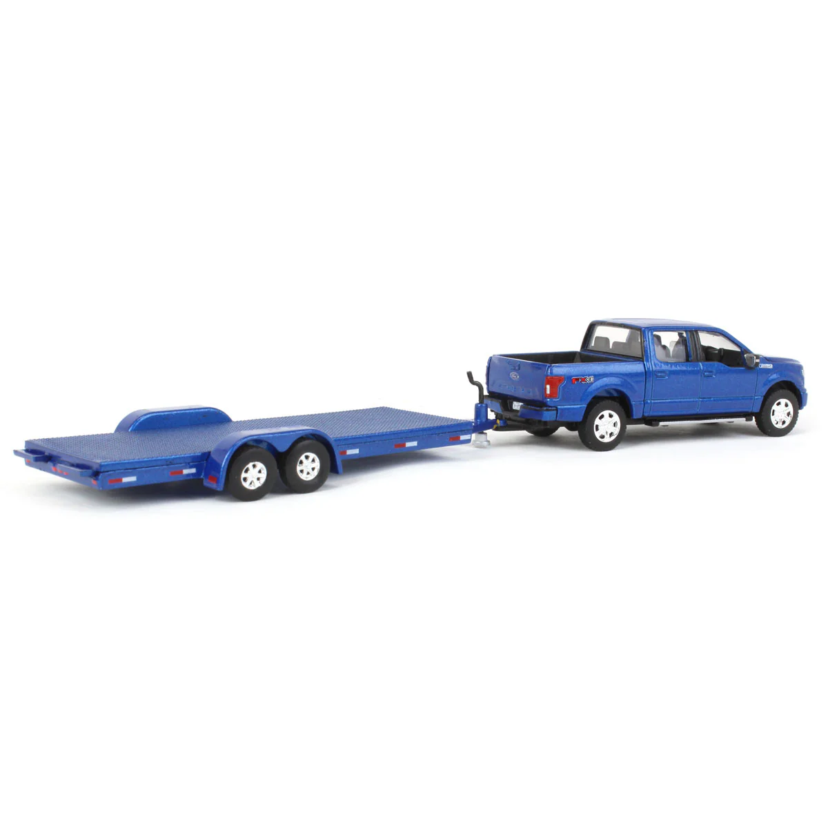 1/64 Metallic Blue 2019 Ford F-150 with Trailer by Auto World, Limited Edition - Image 3