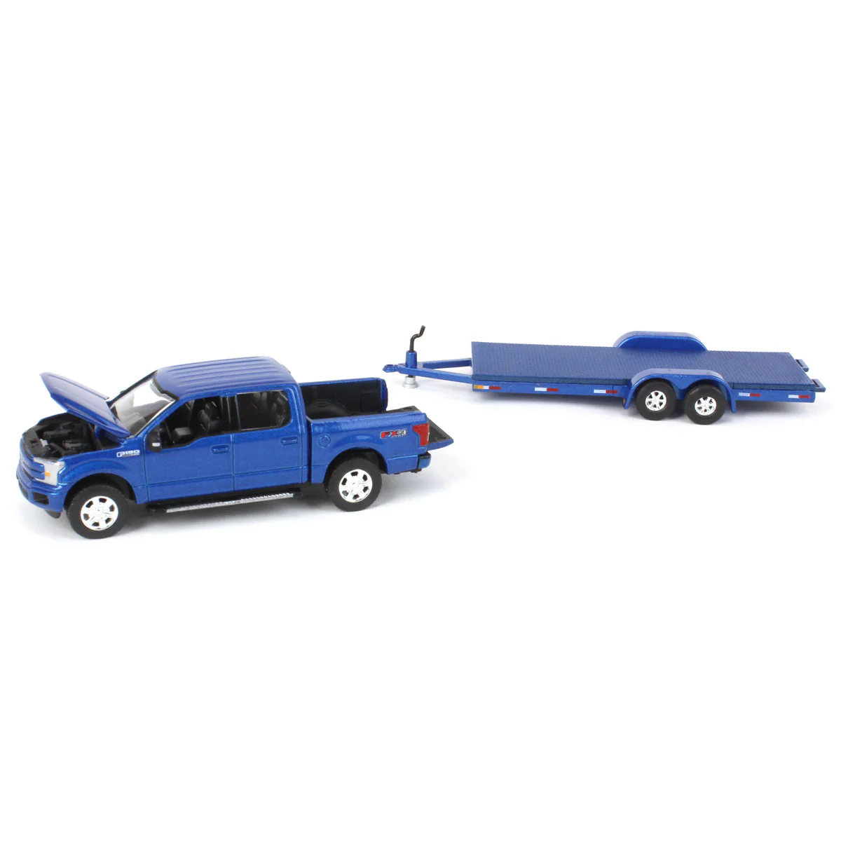 1/64 Metallic Blue 2019 Ford F-150 with Trailer by Auto World, Limited Edition - Image 5