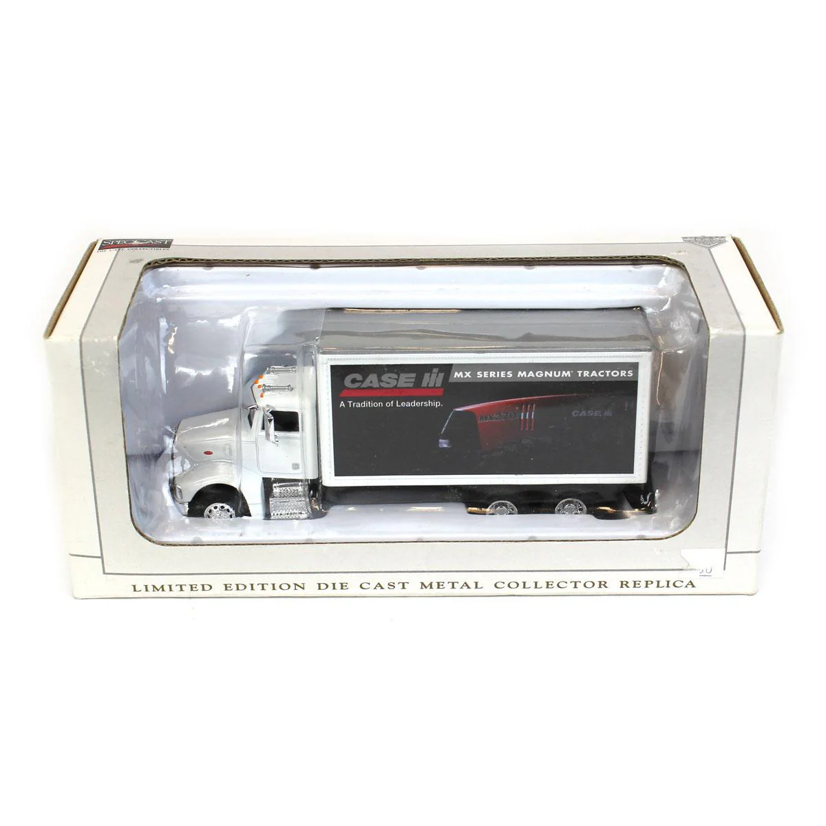 1/64 Peterbilt 385 Van Box Truck with Case IH Magnum by SpecCast, Limited Edition