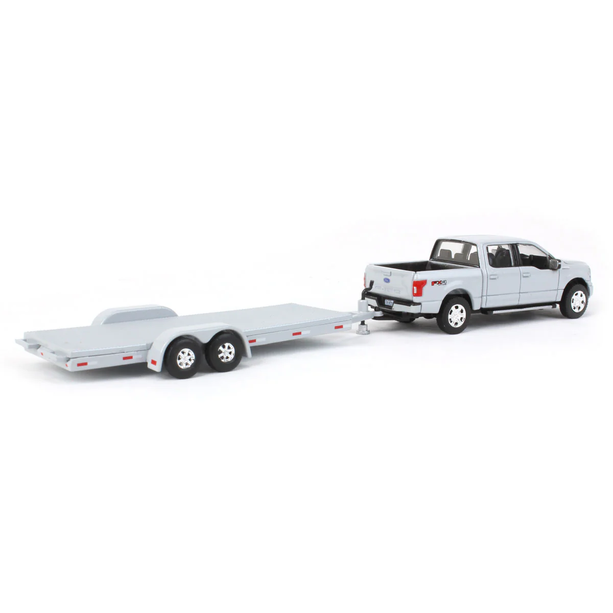 1/64 Stone Gray 2019 Ford F-150 with Trailer by Auto World, Limited Edition - Image 3