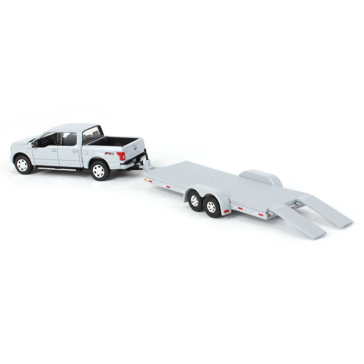 1/64 Stone Gray 2019 Ford F-150 with Trailer by Auto World, Limited Edition - Image 4