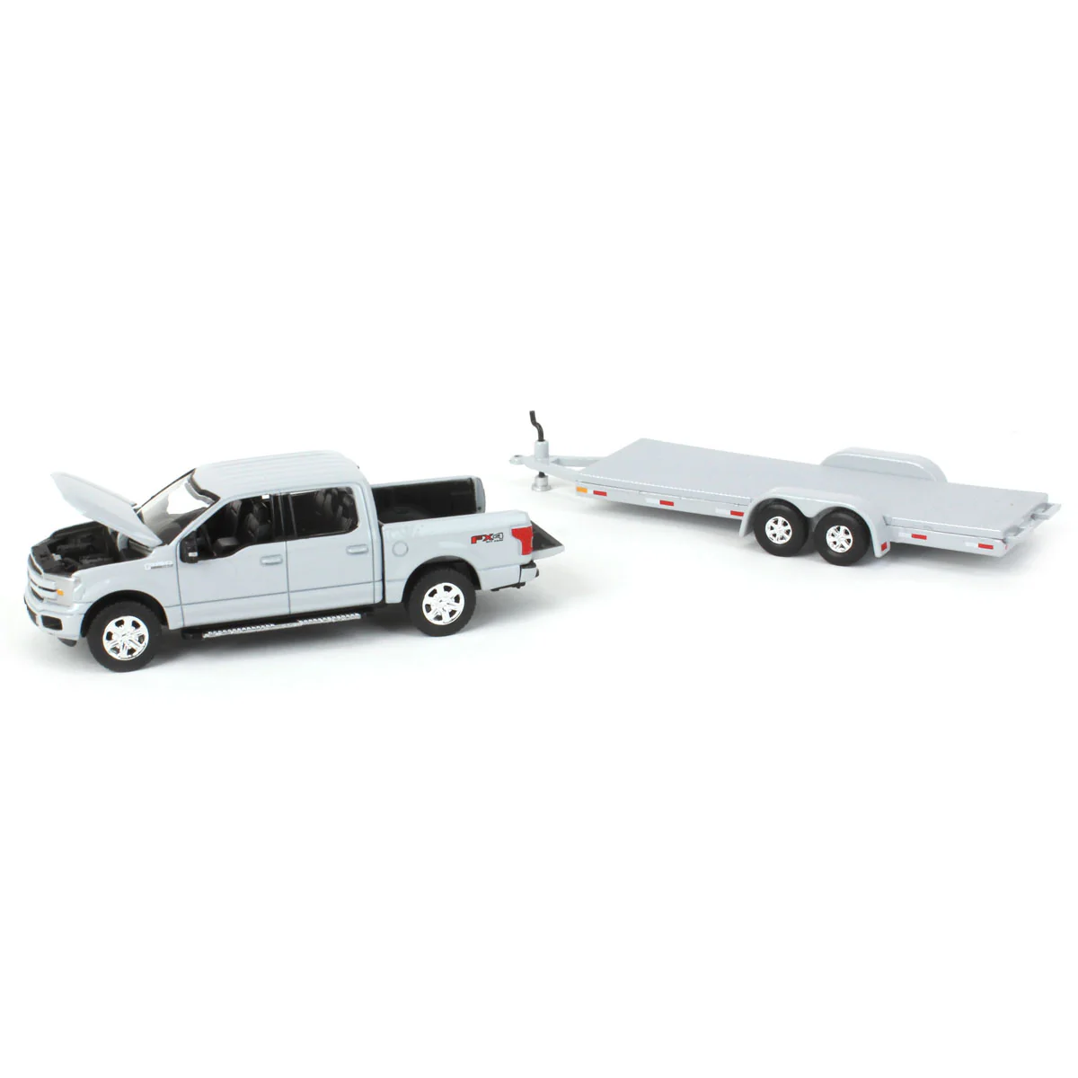 1/64 Stone Gray 2019 Ford F-150 with Trailer by Auto World, Limited Edition - Image 5