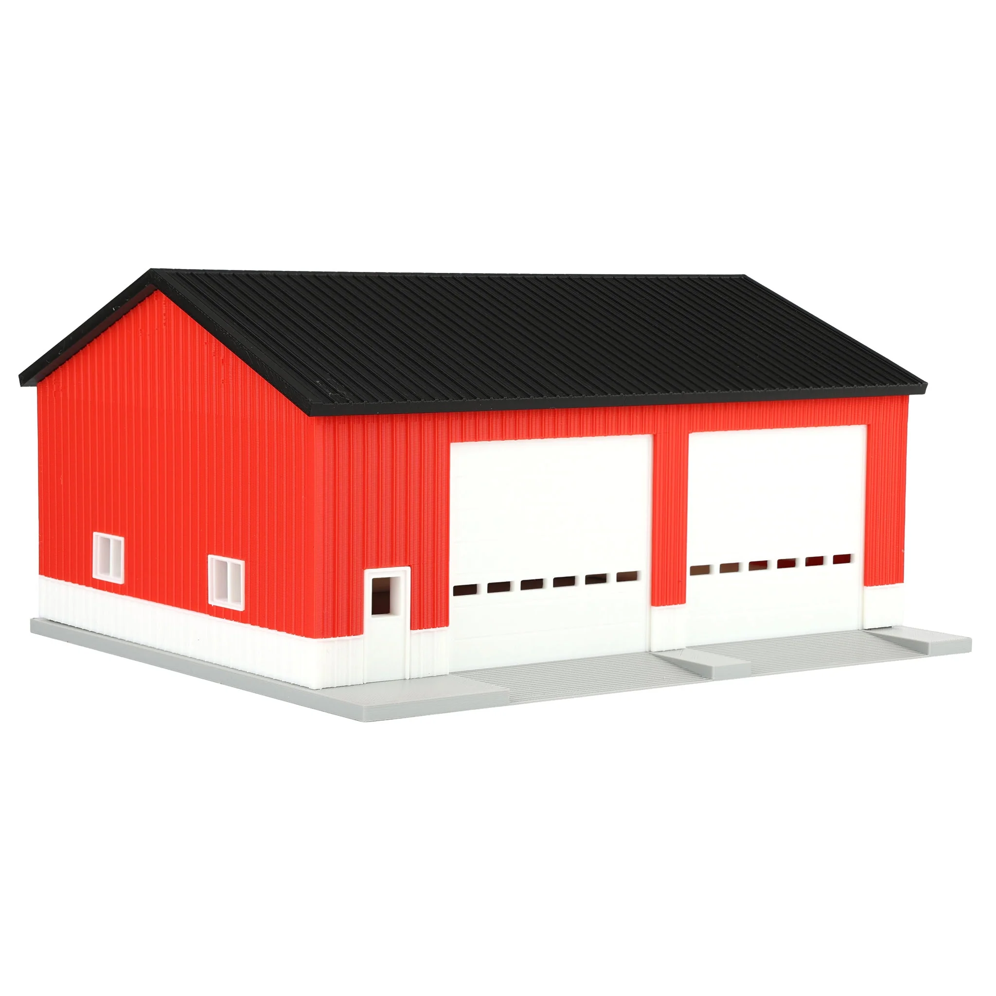 1/64 Red & White Machinery Shed with Black Roof by REVD Toys, 3D Printed