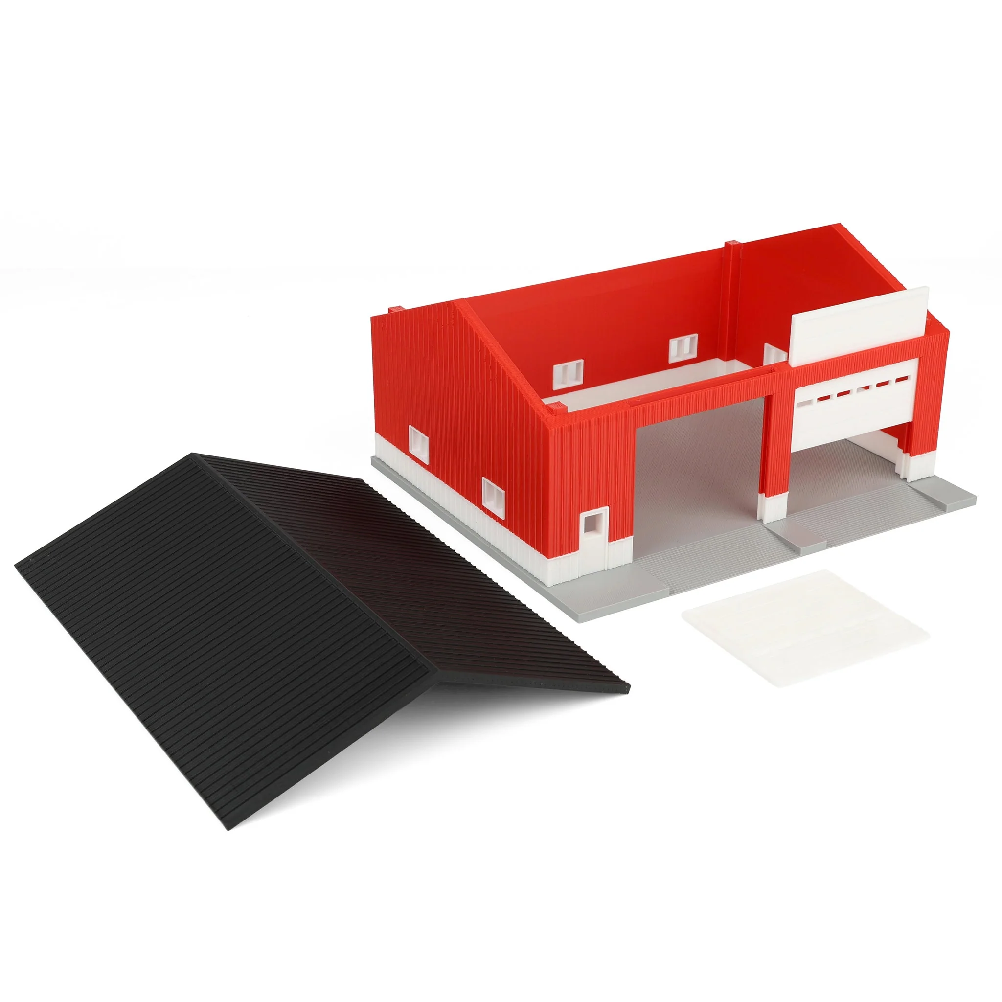 1/64 Red & White Machinery Shed with Black Roof by REVD Toys, 3D Printed - Image 4