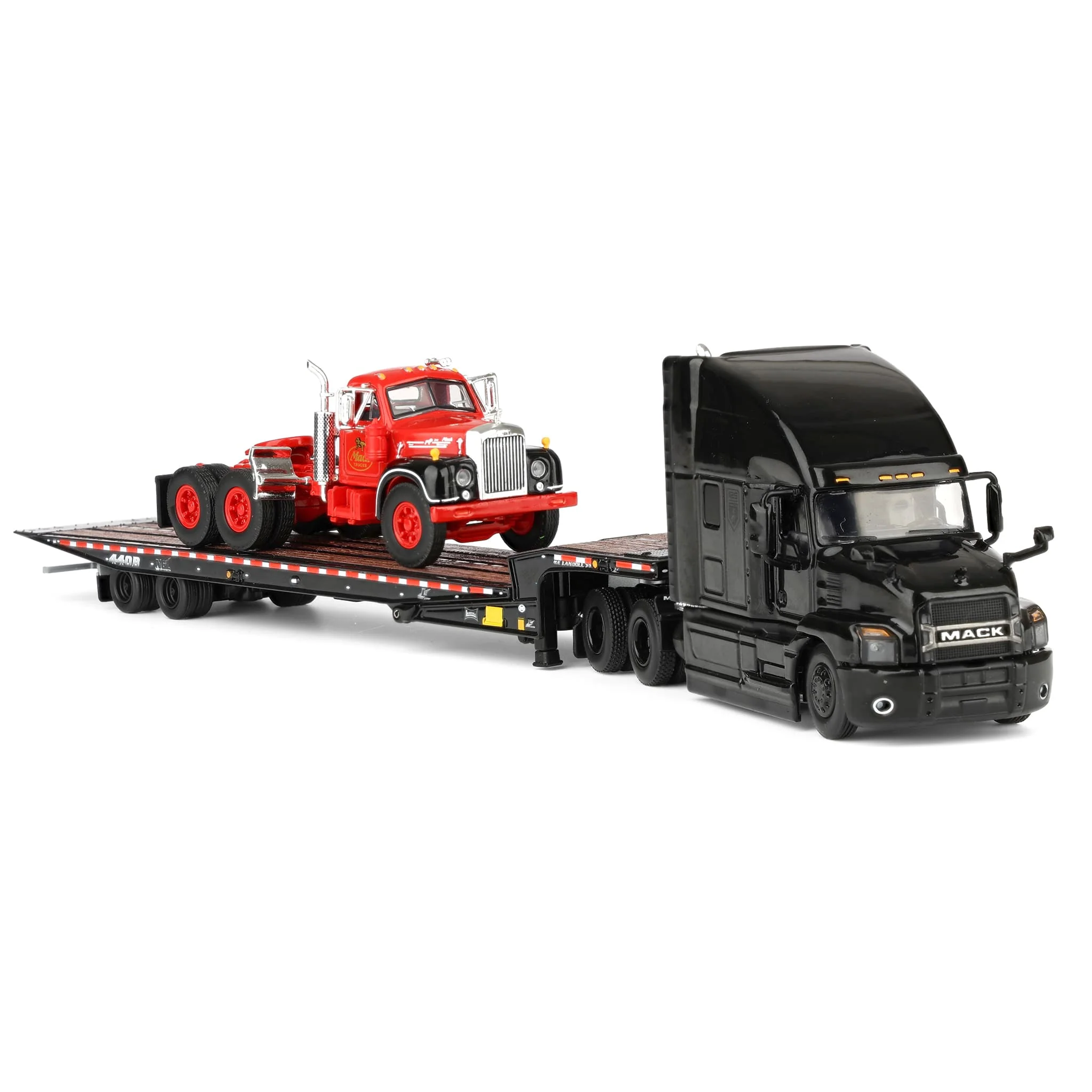 1/64 Mack Anthem Semi with Landoll 440B-50CA Trailer & Mack B-61 Truck, Mack 125th Anniversary, DCP by First Gear - Image 2