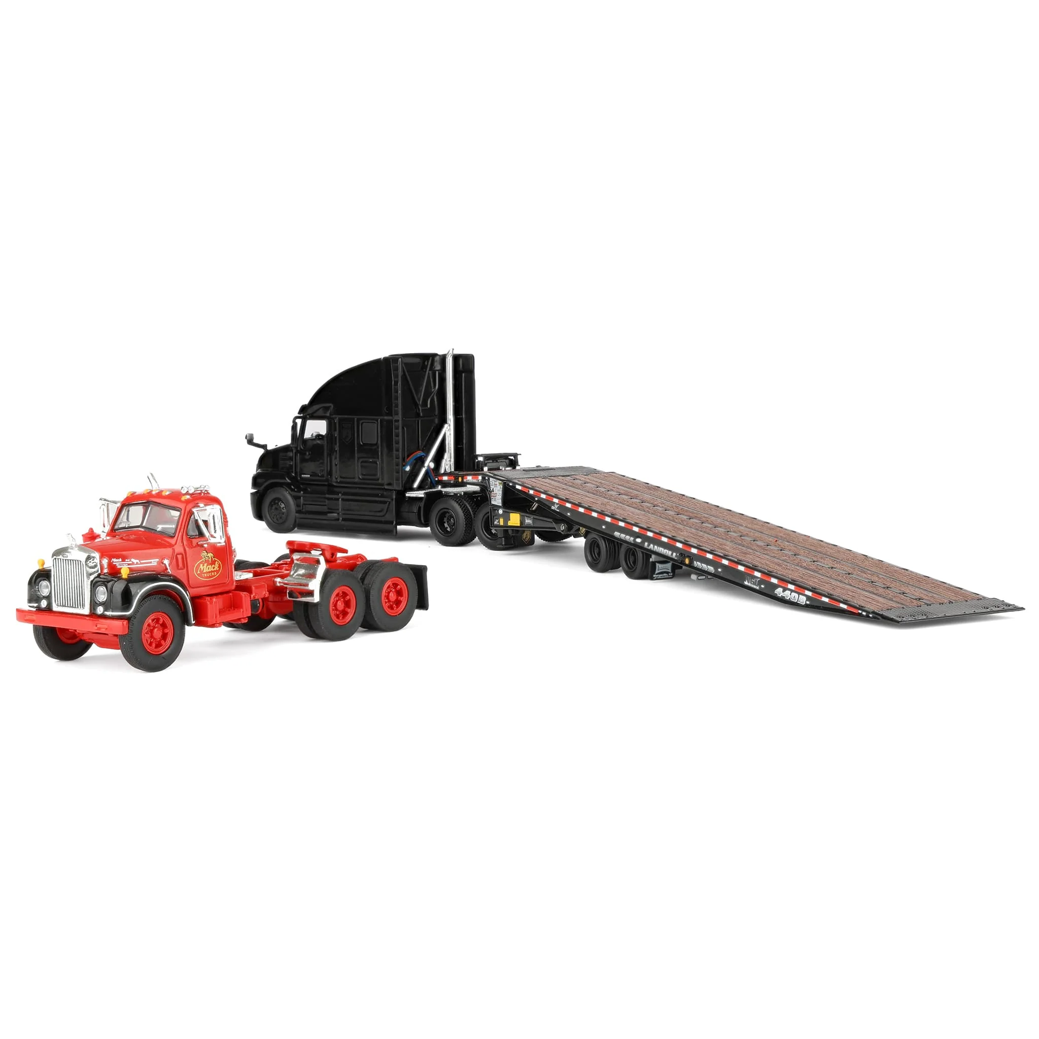 1/64 Mack Anthem Semi with Landoll 440B-50CA Trailer & Mack B-61 Truck, Mack 125th Anniversary, DCP by First Gear - Image 4