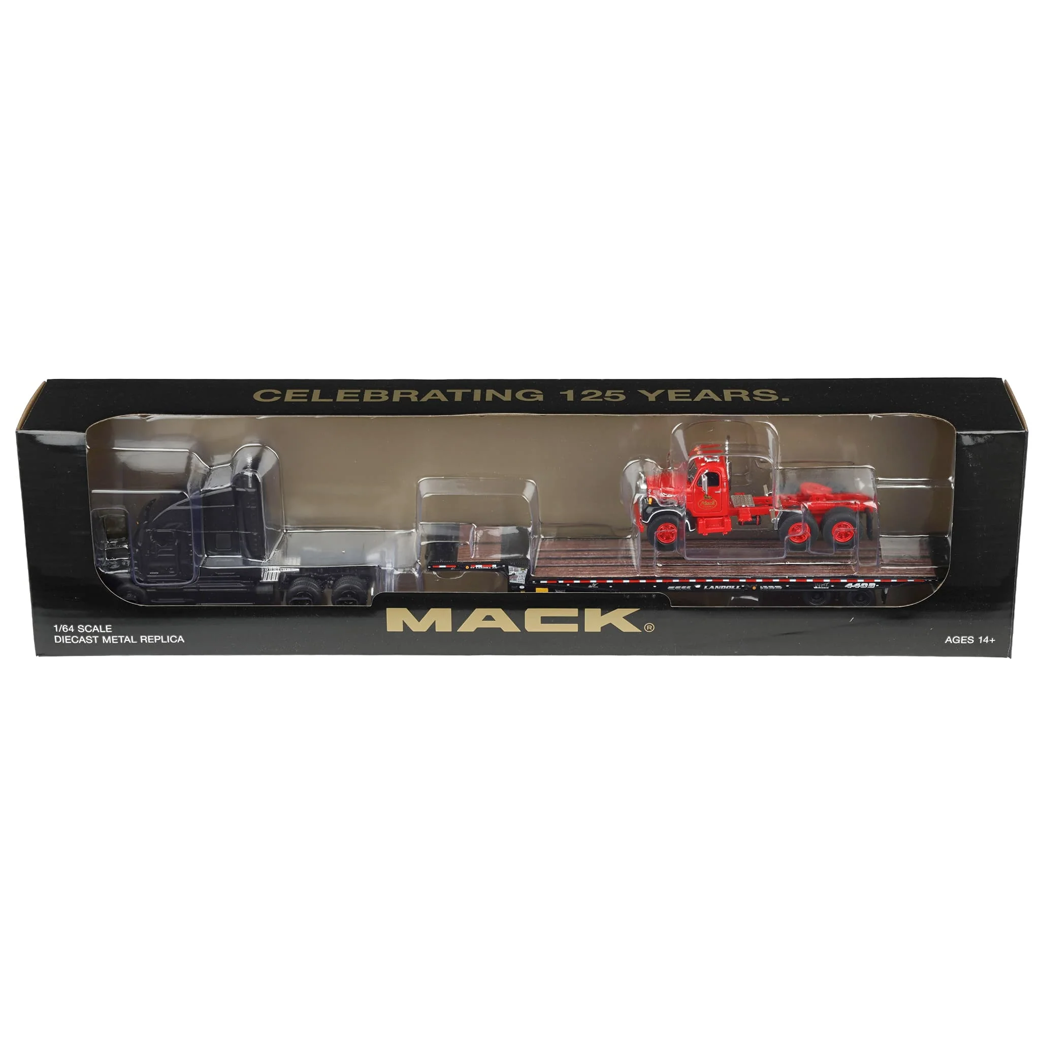 1/64 Mack Anthem Semi with Landoll 440B-50CA Trailer & Mack B-61 Truck, Mack 125th Anniversary, DCP by First Gear - Image 6