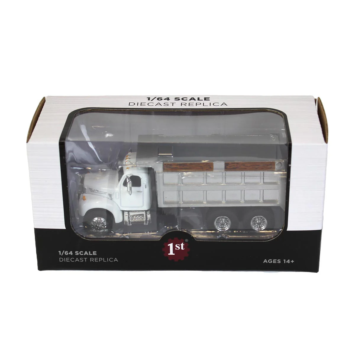 1/64 Mack B-61 Dump Truck by First Gear, White with Gray Dump - Image 5