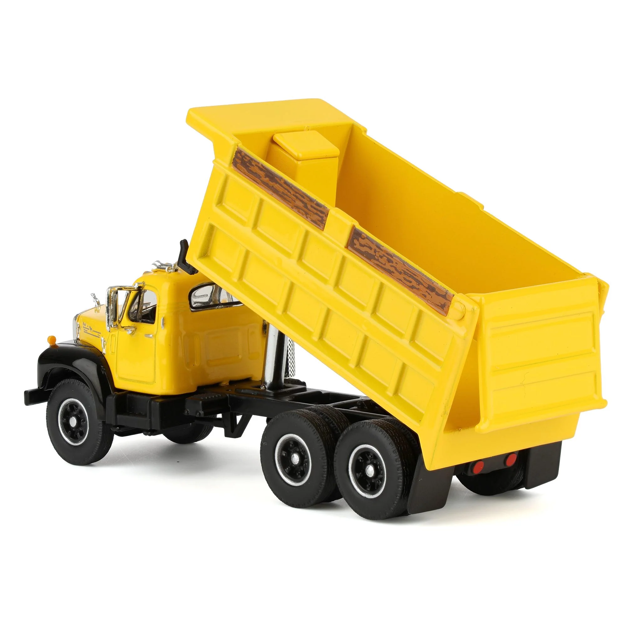 1/64 Mack B-61 Dump Truck by First Gear, Yellow with Black Frame - Image 4
