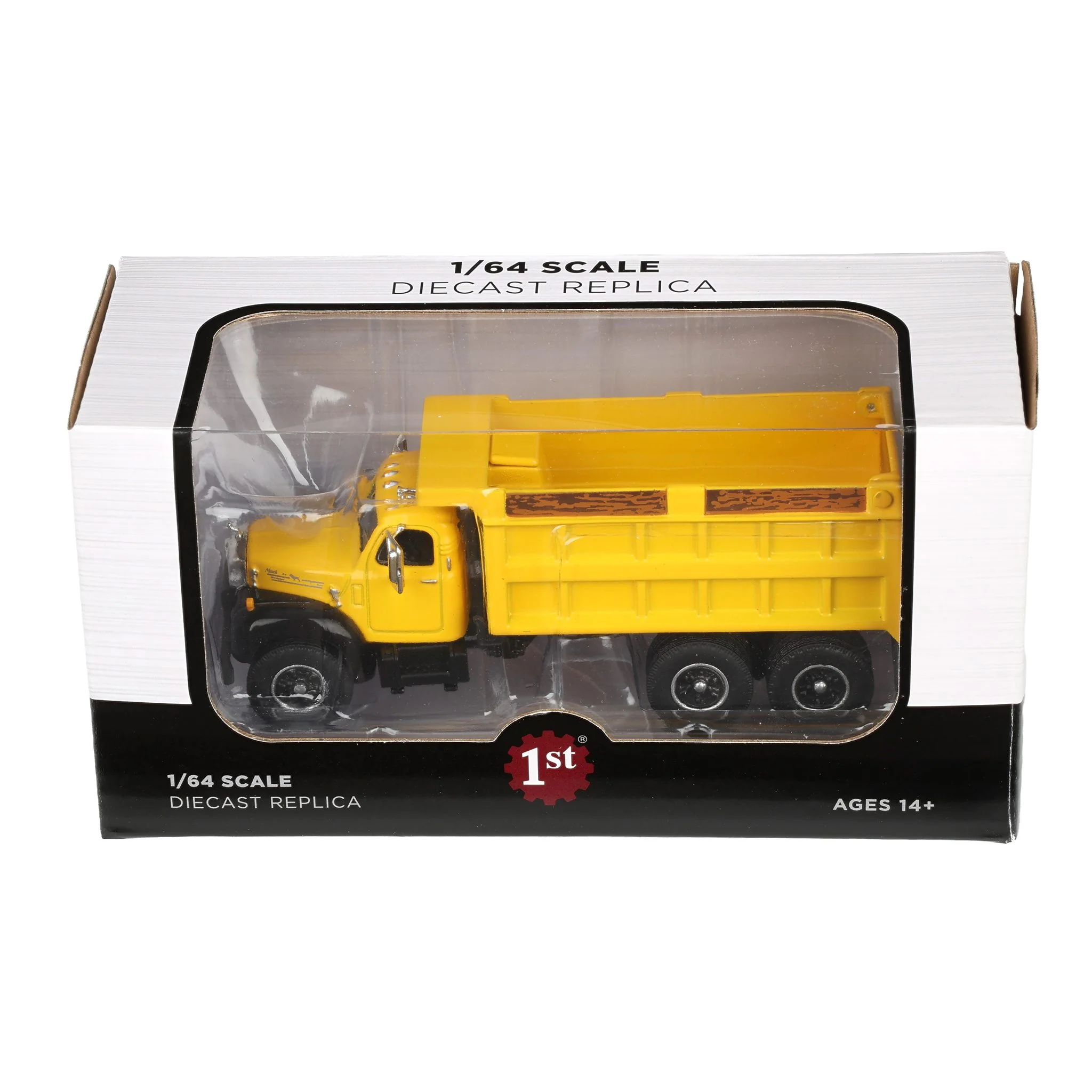 1/64 Mack B-61 Dump Truck by First Gear, Yellow with Black Frame - Image 5