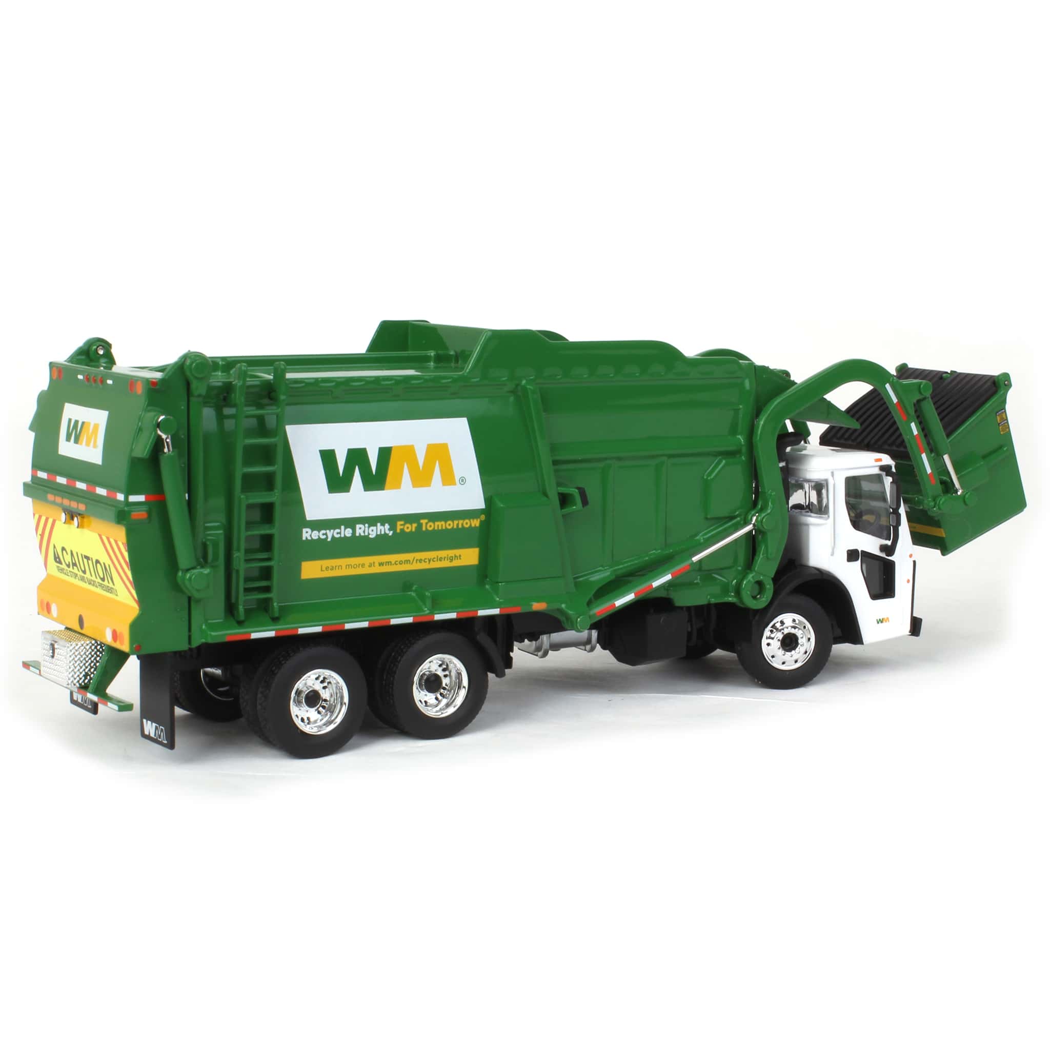 1/64 Mack LR Front Loader Garbage Truck with Dumpster by First Gear, Waste Management - Image 3