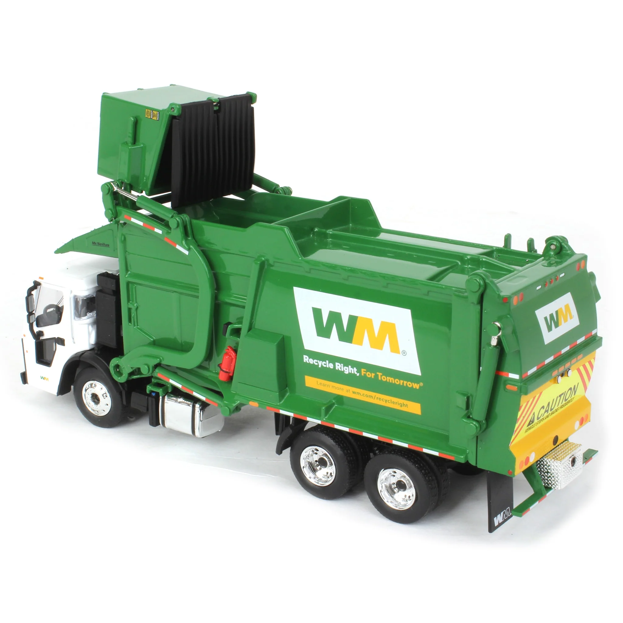 1/64 Mack LR Front Loader Garbage Truck with Dumpster by First Gear, Waste Management - Image 4
