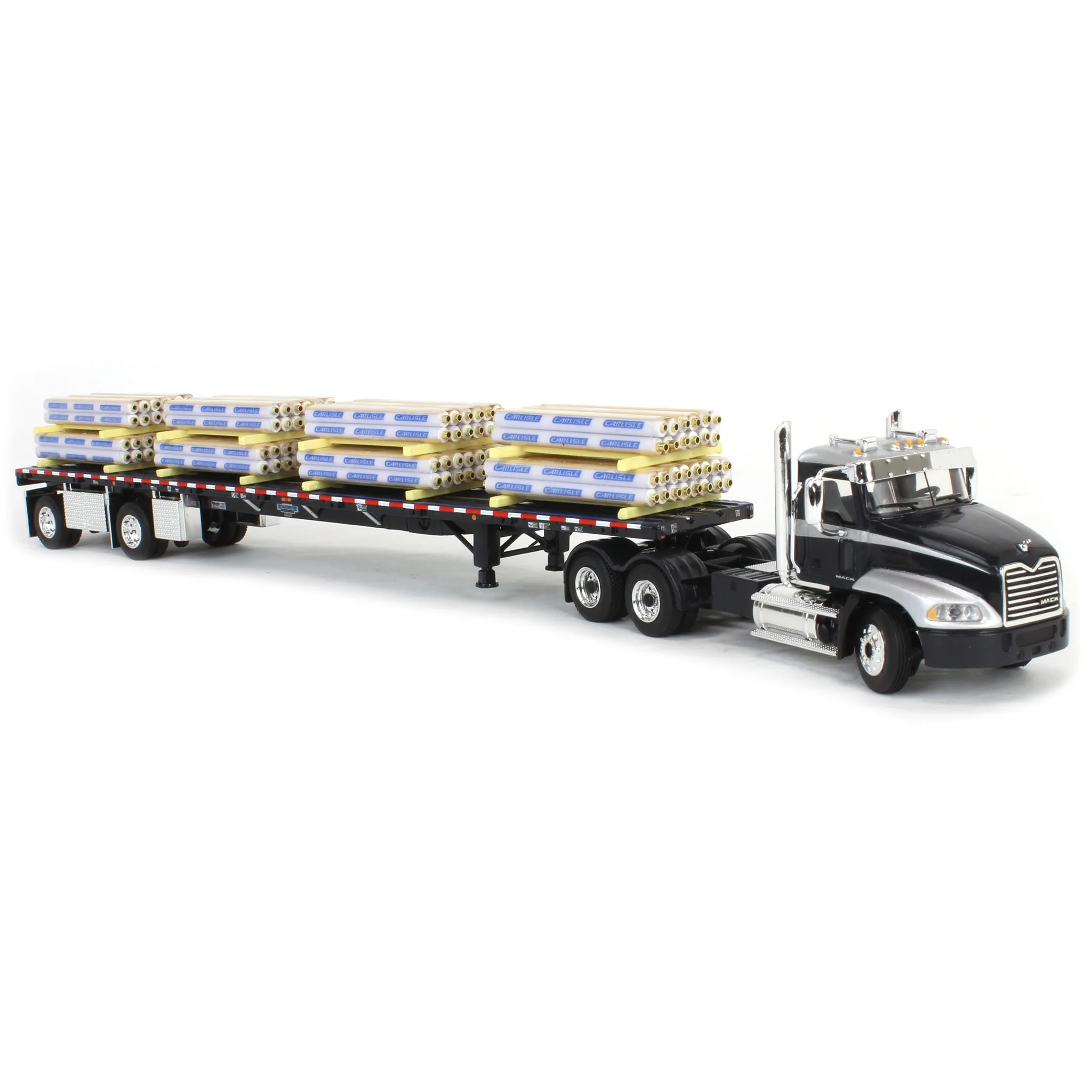 1/64 Black/Silver Mack Pinnacle with 53ft Wilson Roadbrute Trailer & Pallet Load, DCP by First Gear - Image 2