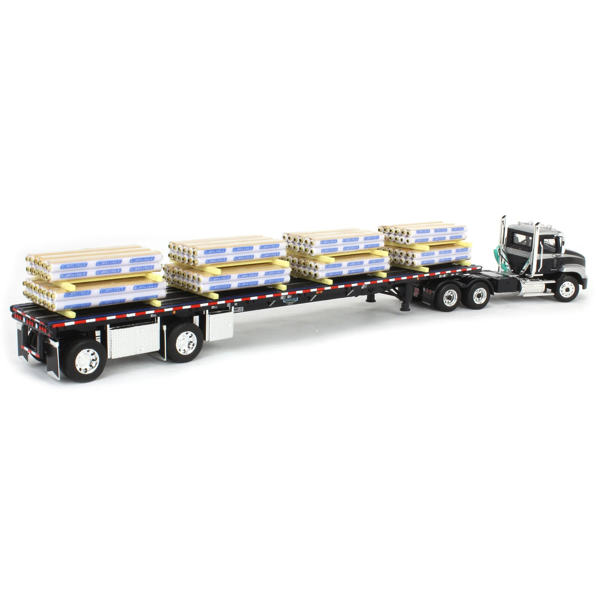 1/64 Black/Silver Mack Pinnacle with 53ft Wilson Roadbrute Trailer & Pallet Load, DCP by First Gear - Image 3