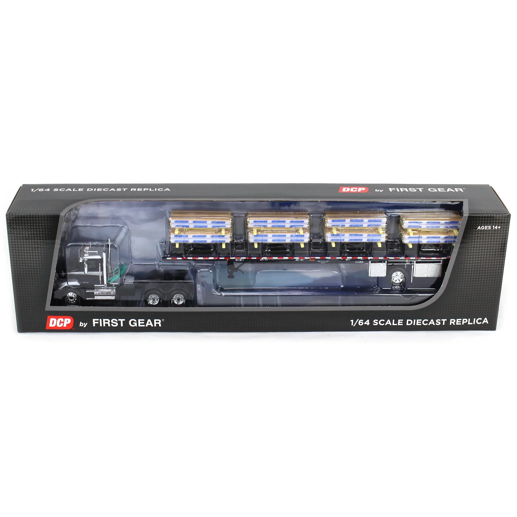 1/64 Black/Silver Mack Pinnacle with 53ft Wilson Roadbrute Trailer & Pallet Load, DCP by First Gear - Image 5