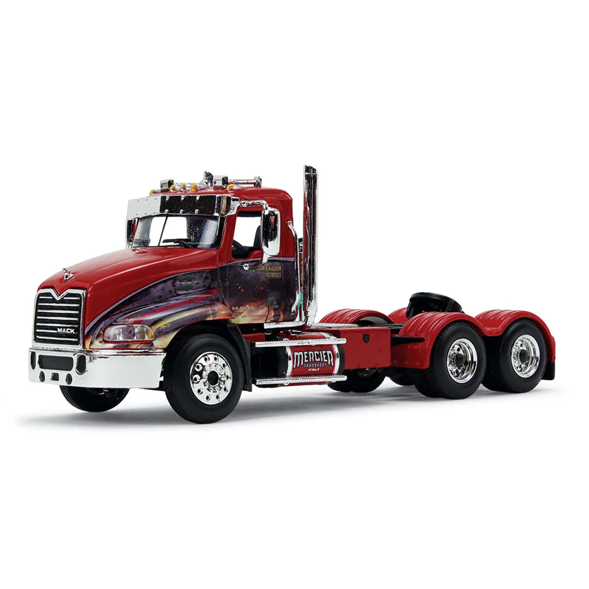 1/64 Mack Pinnacle Semi Truck with Wilson Pacesetter Grain Trailer, Mercier Transport - Our Fallen Heroes, DCP by First Gear - Image 3