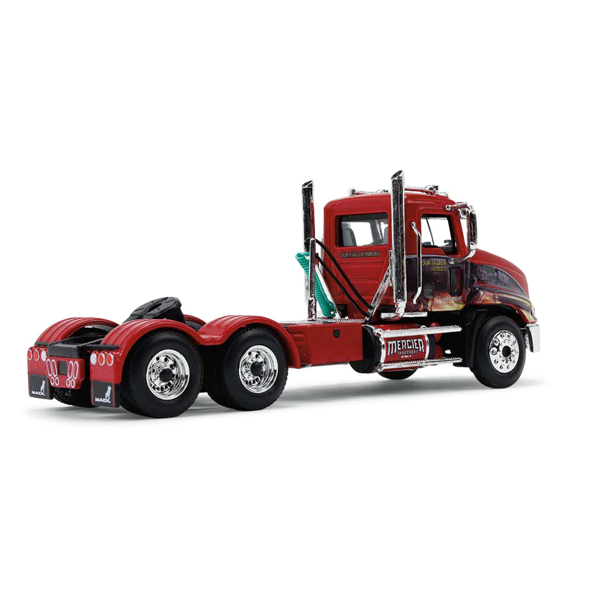 1/64 Mack Pinnacle Semi Truck with Wilson Pacesetter Grain Trailer, Mercier Transport - Our Fallen Heroes, DCP by First Gear - Image 4