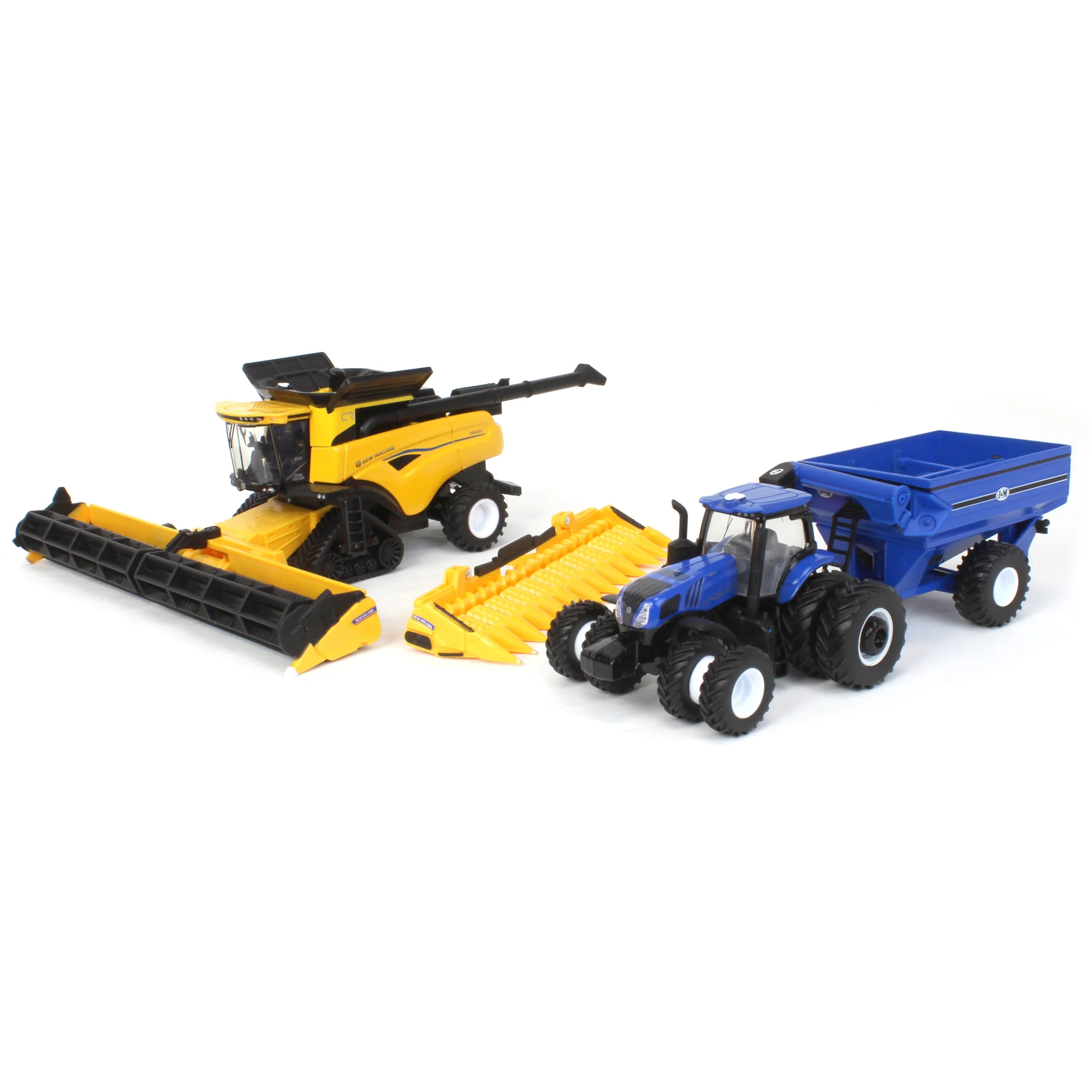 1/64 New Holland CR8.90 Combine, Tractor & J&M Grain Cart Farm Toy Set by ERTL