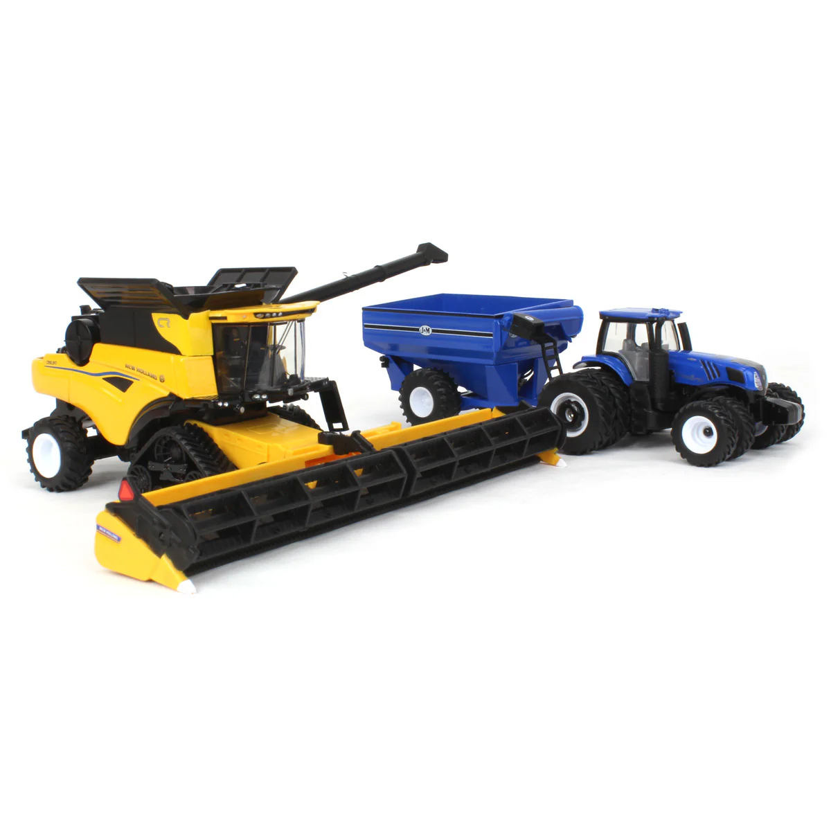 1/64 New Holland CR8.90 Combine, Tractor & J&M Grain Cart Farm Toy Set by ERTL - Image 3