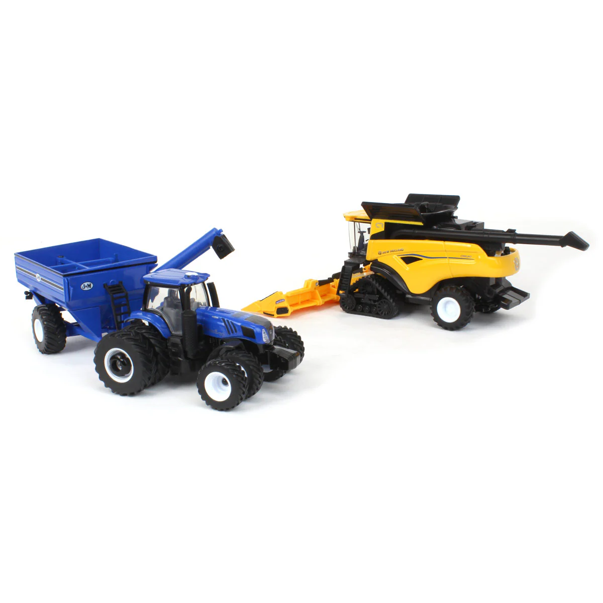 1/64 New Holland CR8.90 Combine, Tractor & J&M Grain Cart Farm Toy Set by ERTL - Image 5