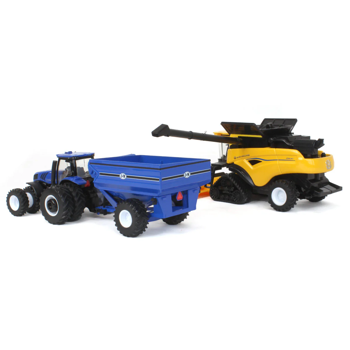 1/64 New Holland CR8.90 Combine, Tractor & J&M Grain Cart Farm Toy Set by ERTL - Image 6