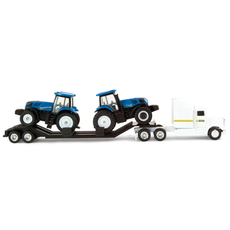 1/64 New Holland Semi with Lowboy Trailer and New Holland T8.275 and T8.330 Tractors by ERTL