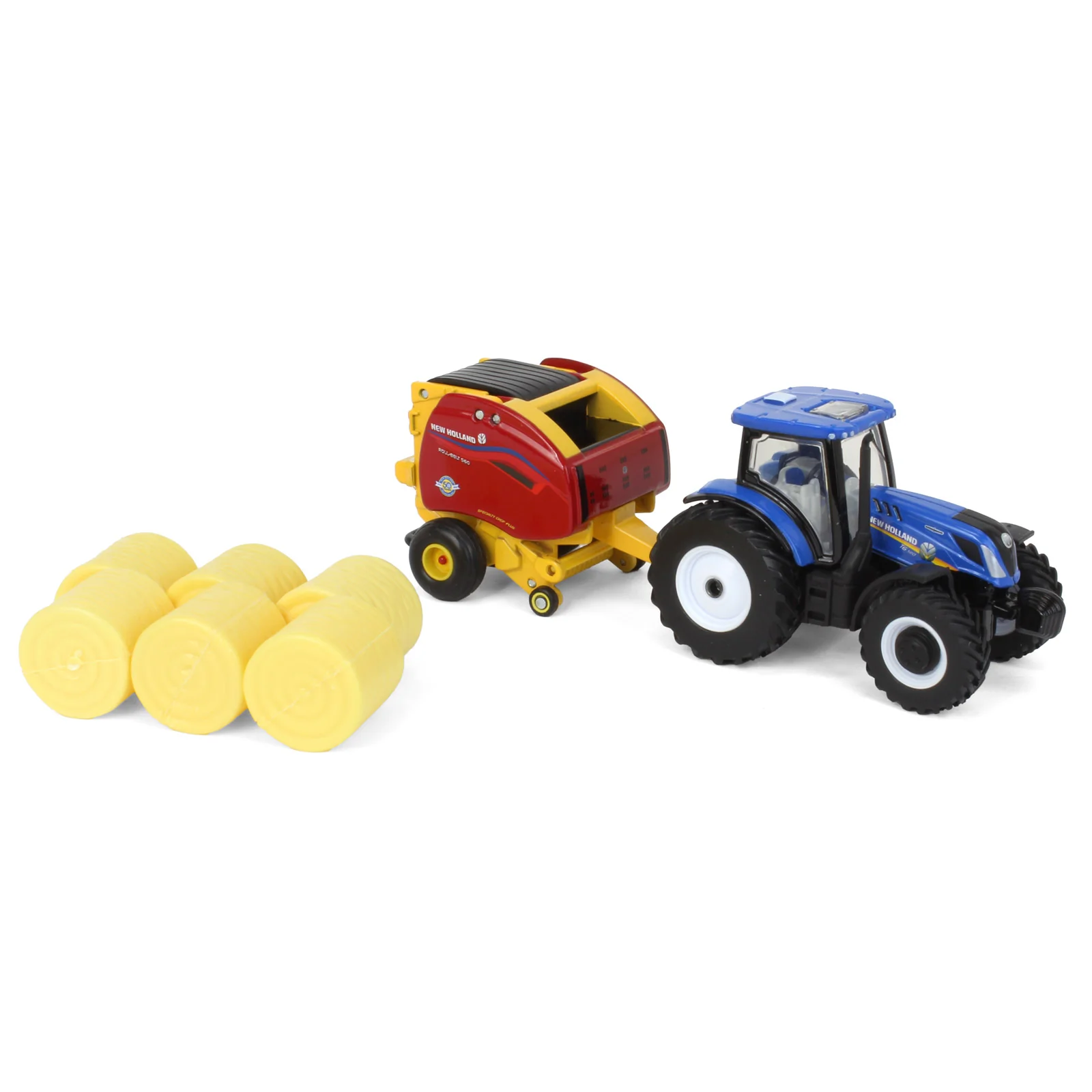 1/64 New Holland T6.180 Tractor with Roll-Belt 560 Round Baler & 6 Bales by ERTL, 50 Years Round Baling, 2024 Farm Show - Image 2