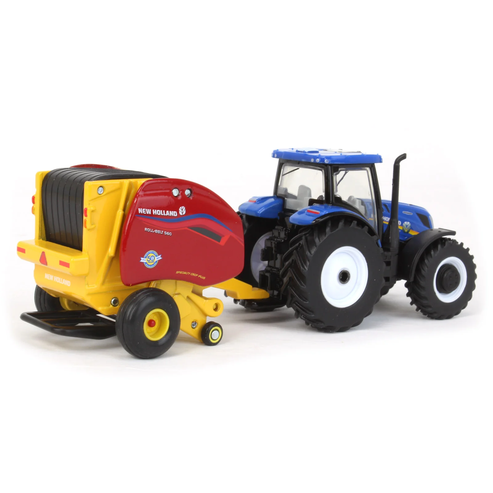 1/64 New Holland T6.180 Tractor with Roll-Belt 560 Round Baler & 6 Bales by ERTL, 50 Years Round Baling, 2024 Farm Show - Image 3