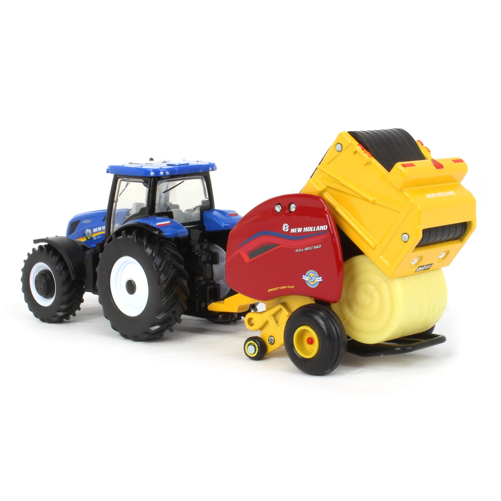 1/64 New Holland T6.180 Tractor with Roll-Belt 560 Round Baler & 6 Bales by ERTL, 50 Years Round Baling, 2024 Farm Show - Image 4
