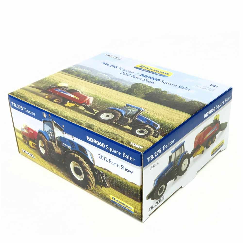 1/64 New Holland T8.275 Tractor with BB9060 Baler, 2012 Farm Show Edition by ERTL - Image 2