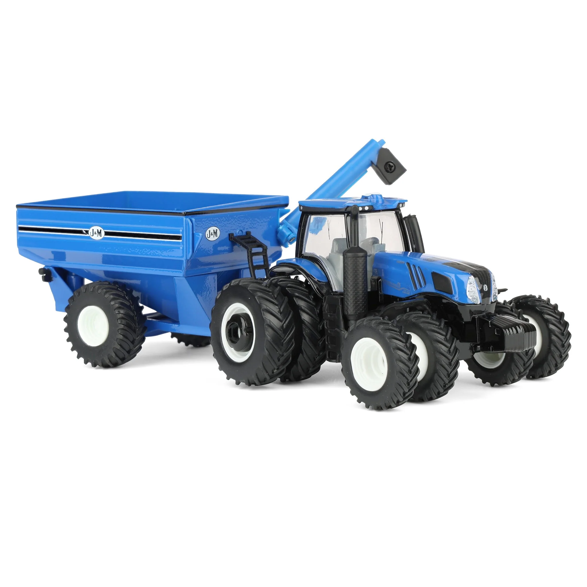 1/64 New Holland T8.385 Tractor with Blue J&M Grain Cart by ERTL - Image 2