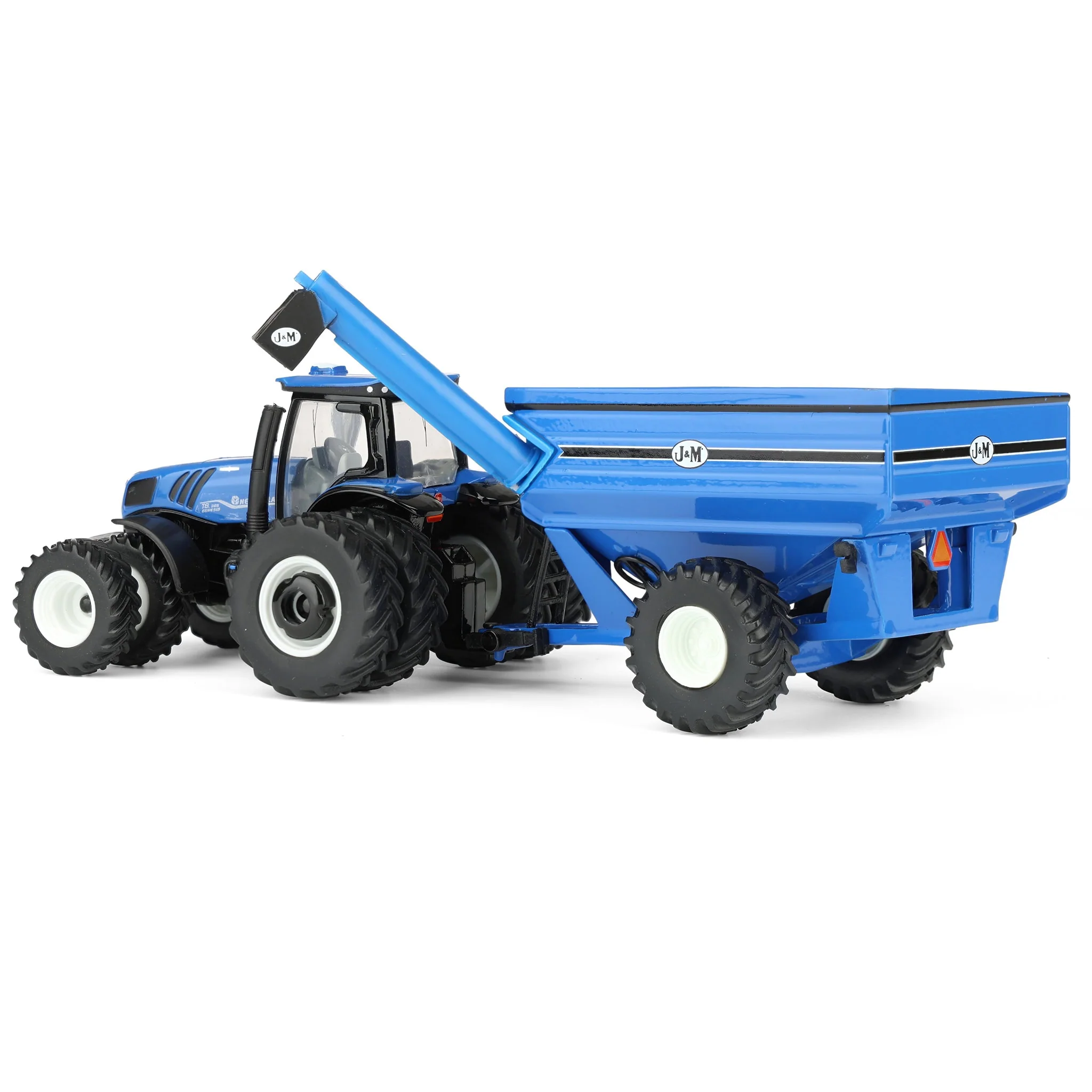 1/64 New Holland T8.385 Tractor with Blue J&M Grain Cart by ERTL - Image 4