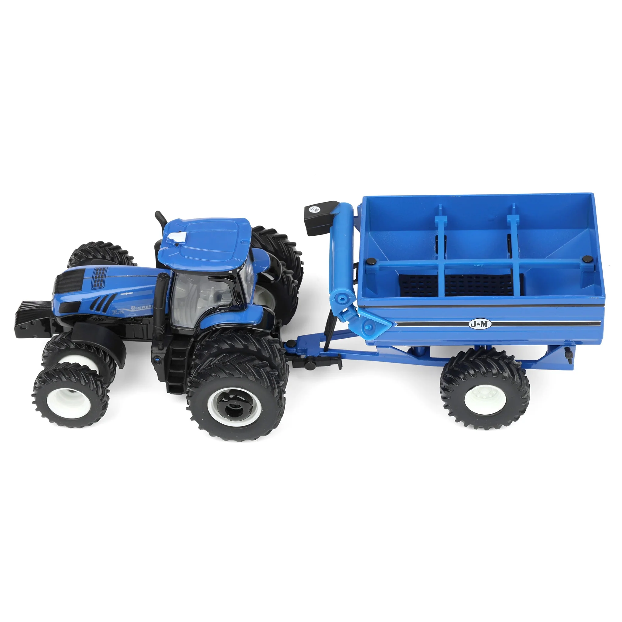 1/64 New Holland T8.385 Tractor with Blue J&M Grain Cart by ERTL - Image 5