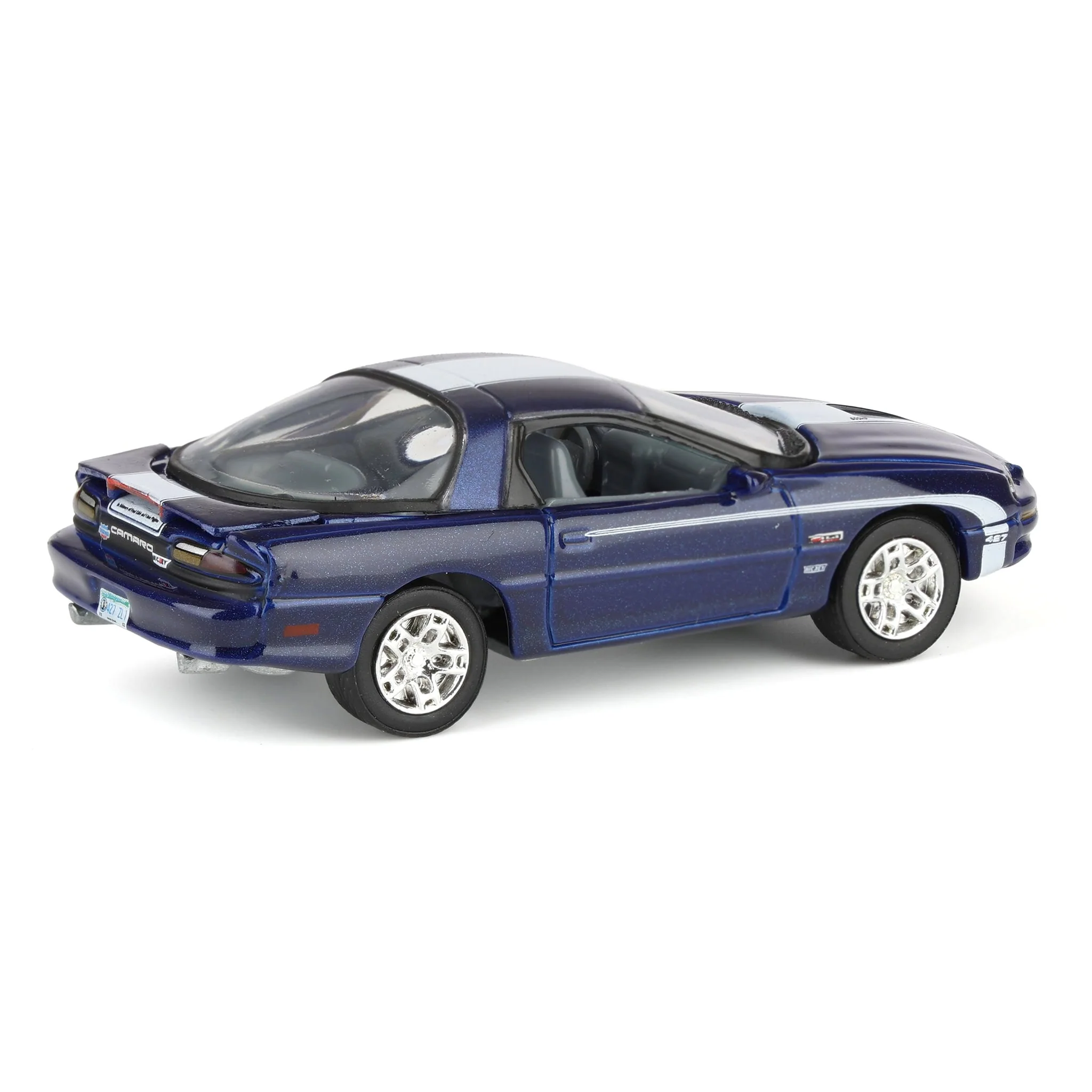 1/64 Nickey 2002 Chevrolet Camaro ZL1, Metallic Blue with White Stripes, Johnny Lightning Muscle Car Series - Image 3