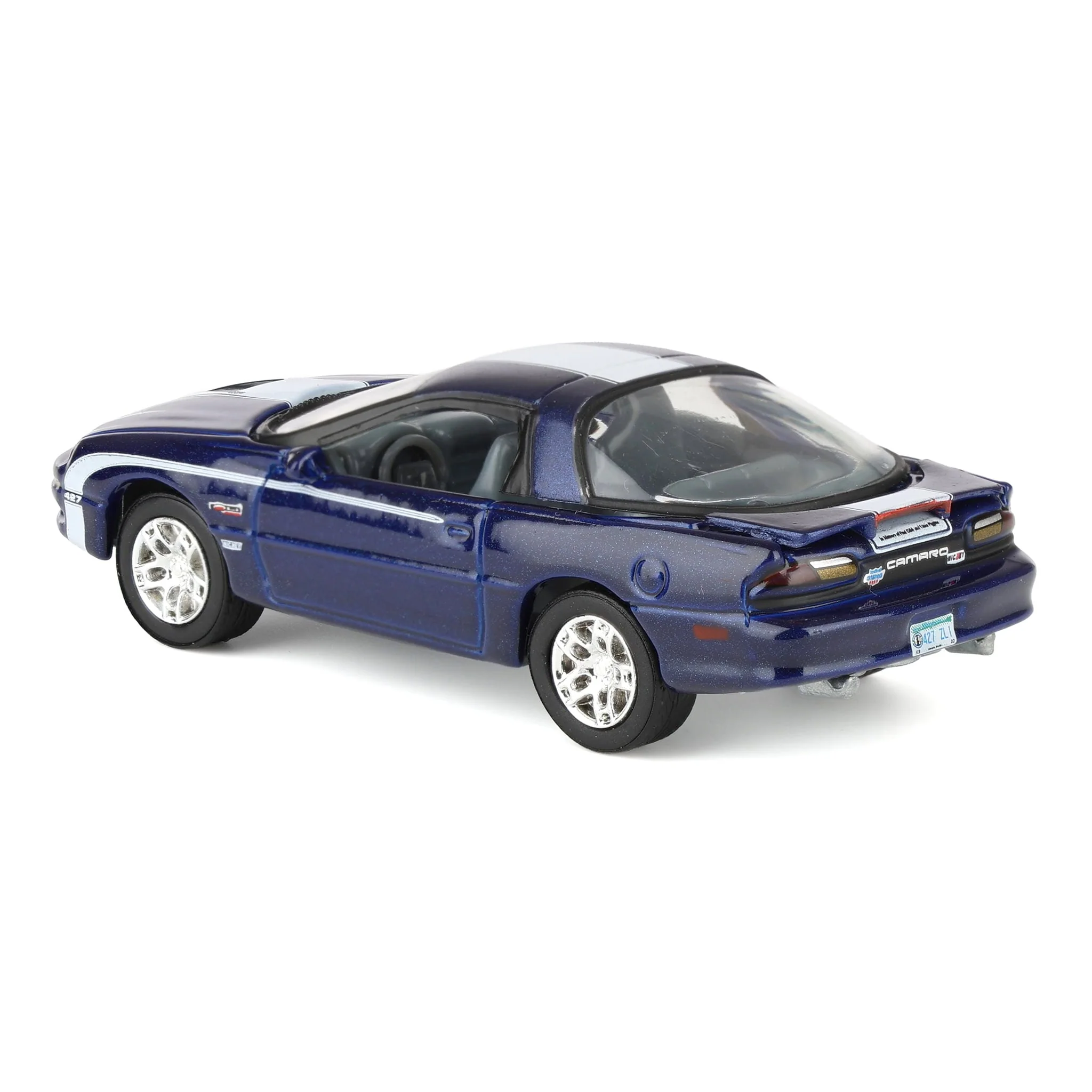 1/64 Nickey 2002 Chevrolet Camaro ZL1, Metallic Blue with White Stripes, Johnny Lightning Muscle Car Series - Image 4