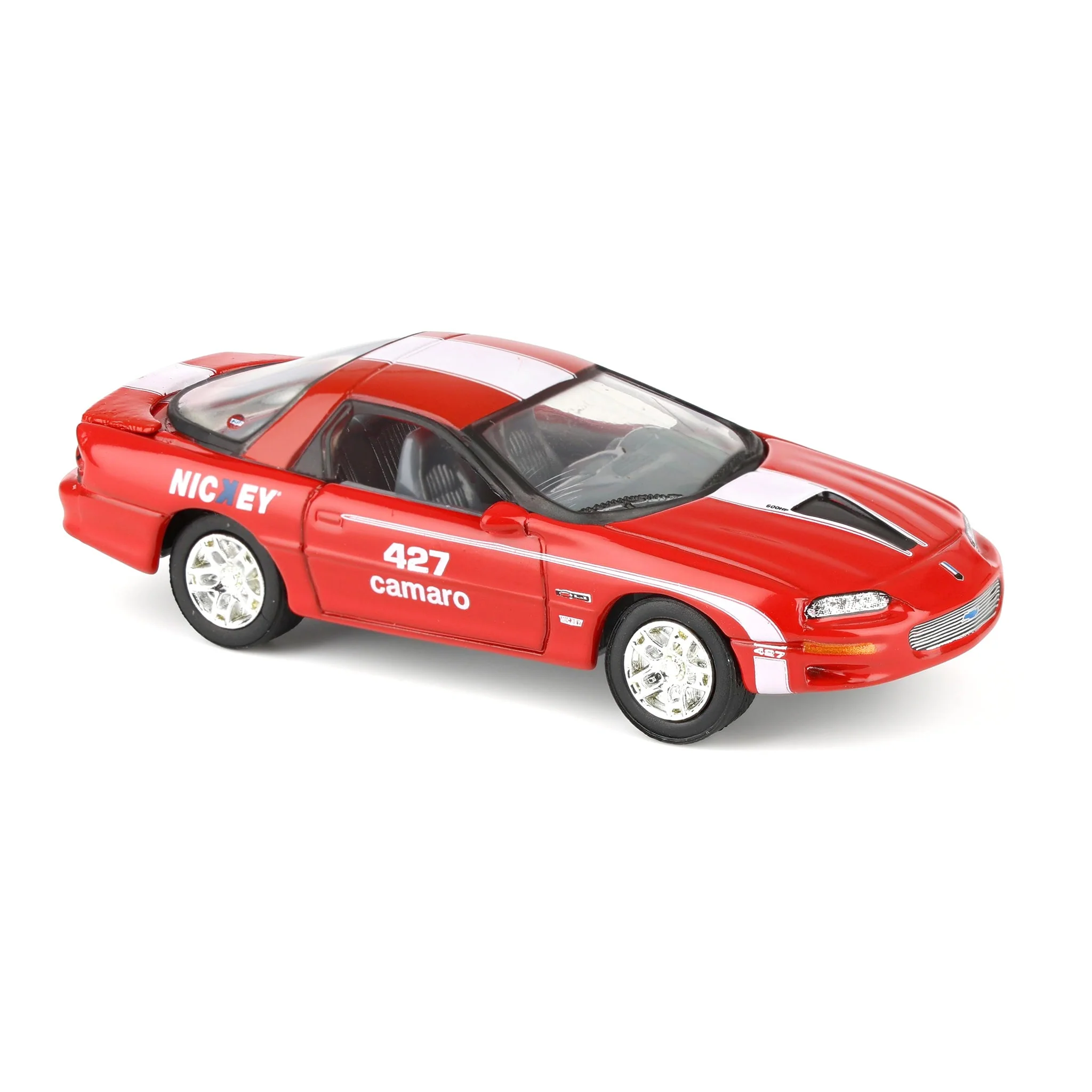 1/64 Nickey 2002 Chevrolet Camaro ZL1, Red with White Stripes, Johnny Lightning Muscle Car Series - Image 2