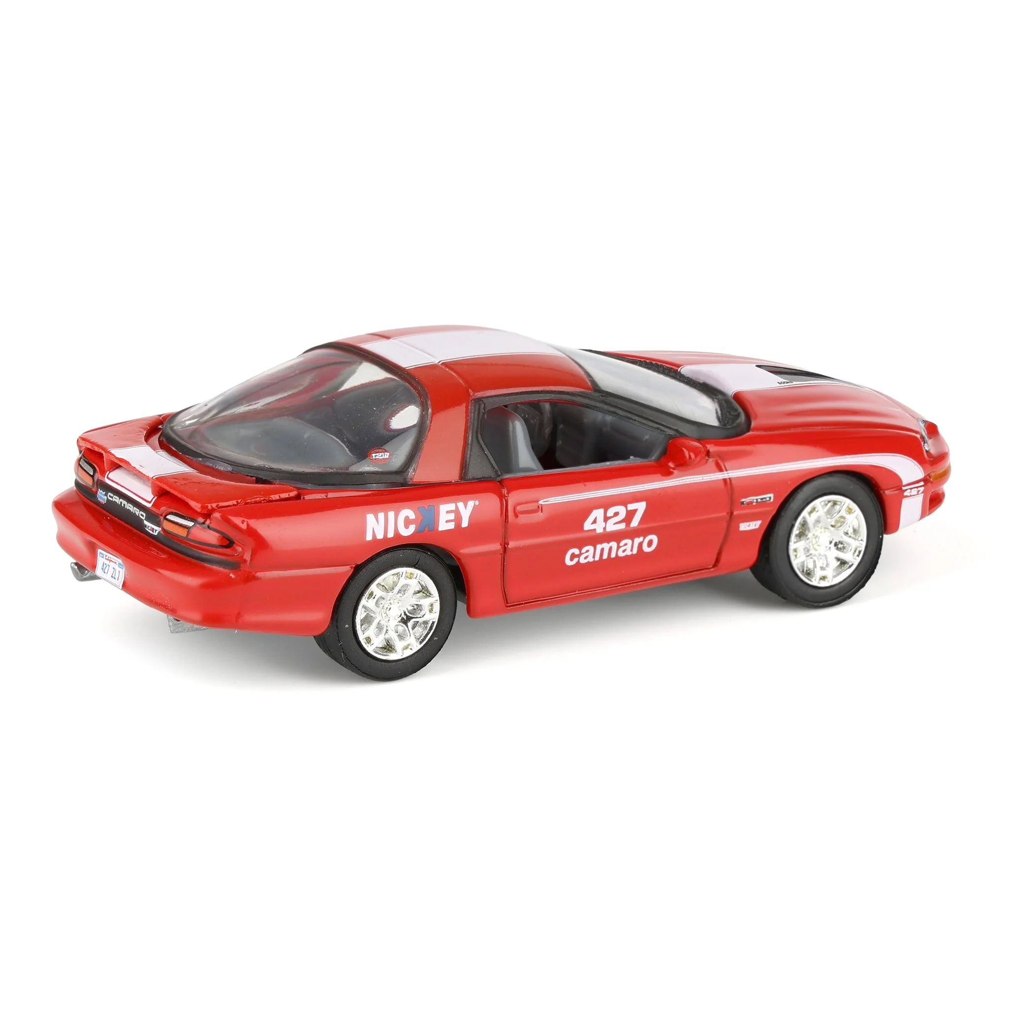 1/64 Nickey 2002 Chevrolet Camaro ZL1, Red with White Stripes, Johnny Lightning Muscle Car Series - Image 3
