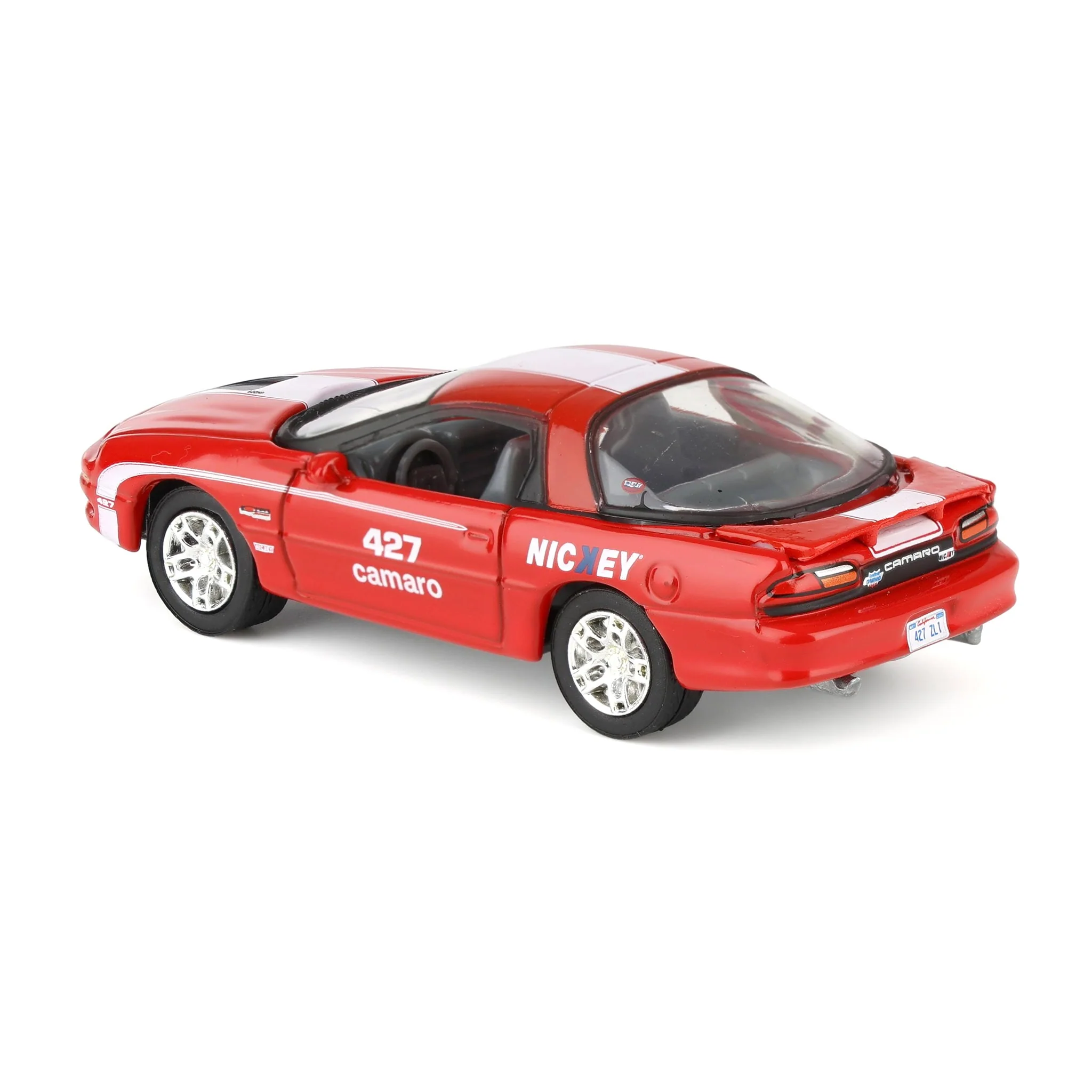1/64 Nickey 2002 Chevrolet Camaro ZL1, Red with White Stripes, Johnny Lightning Muscle Car Series - Image 4