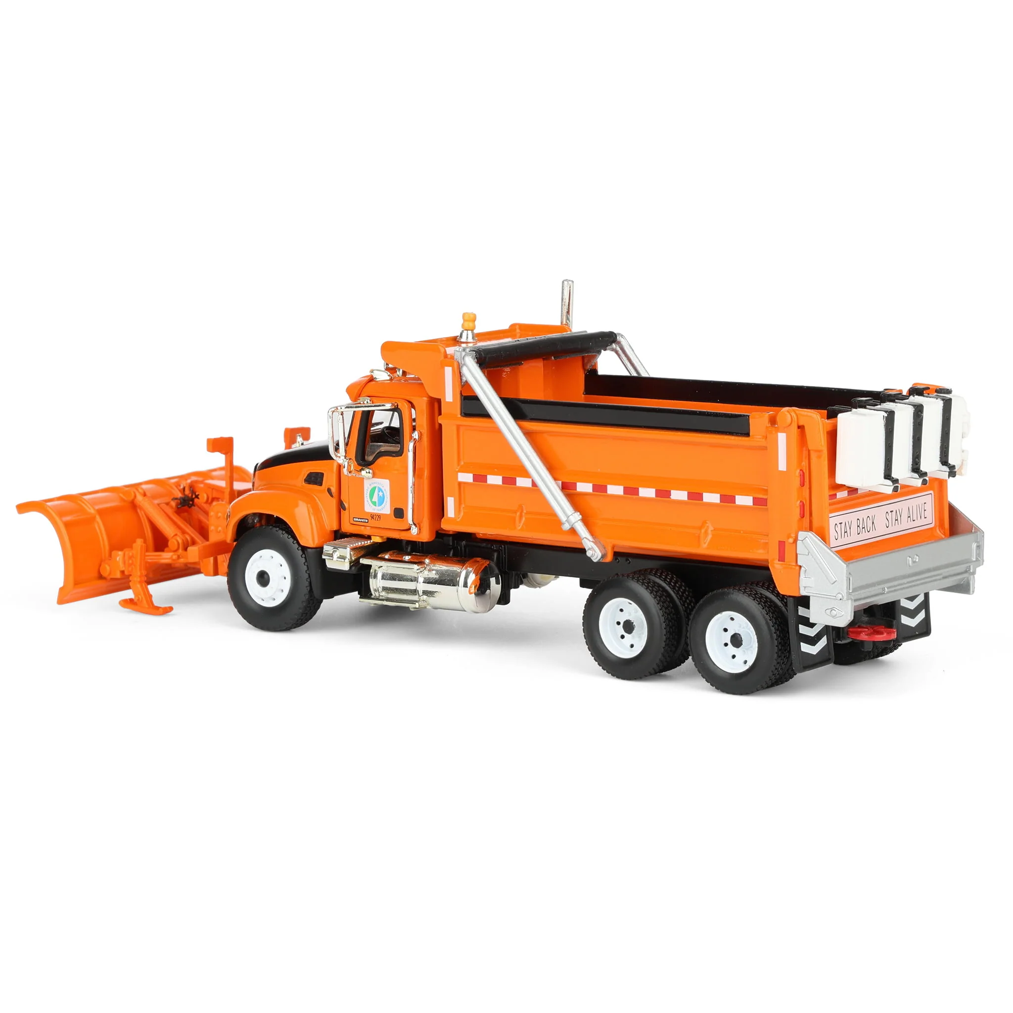 1/64 Orange & Black Mack Granite Minnesota DOT Truck with Plow by First Gear - Image 4