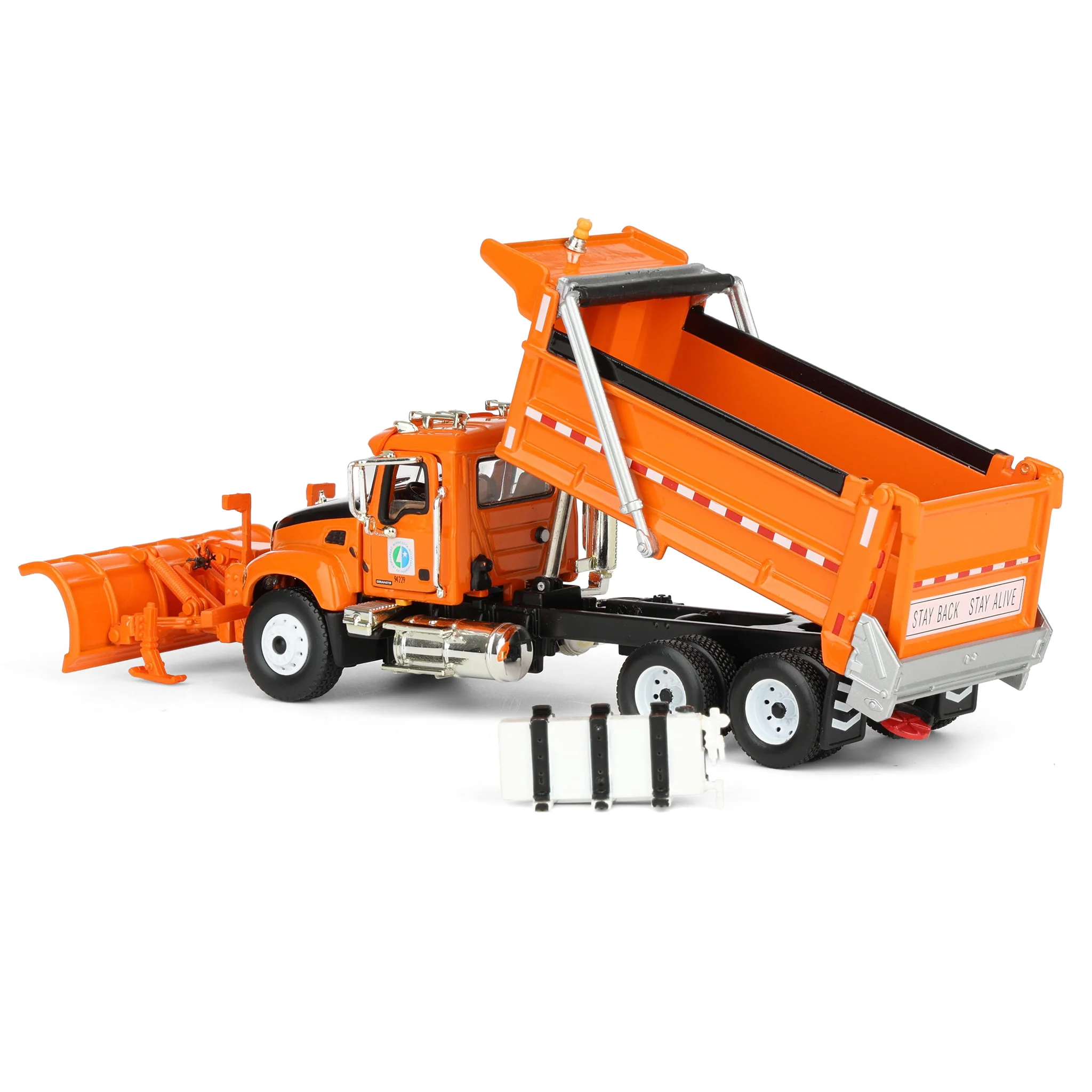1/64 Orange & Black Mack Granite Minnesota DOT Truck with Plow by First Gear - Image 5