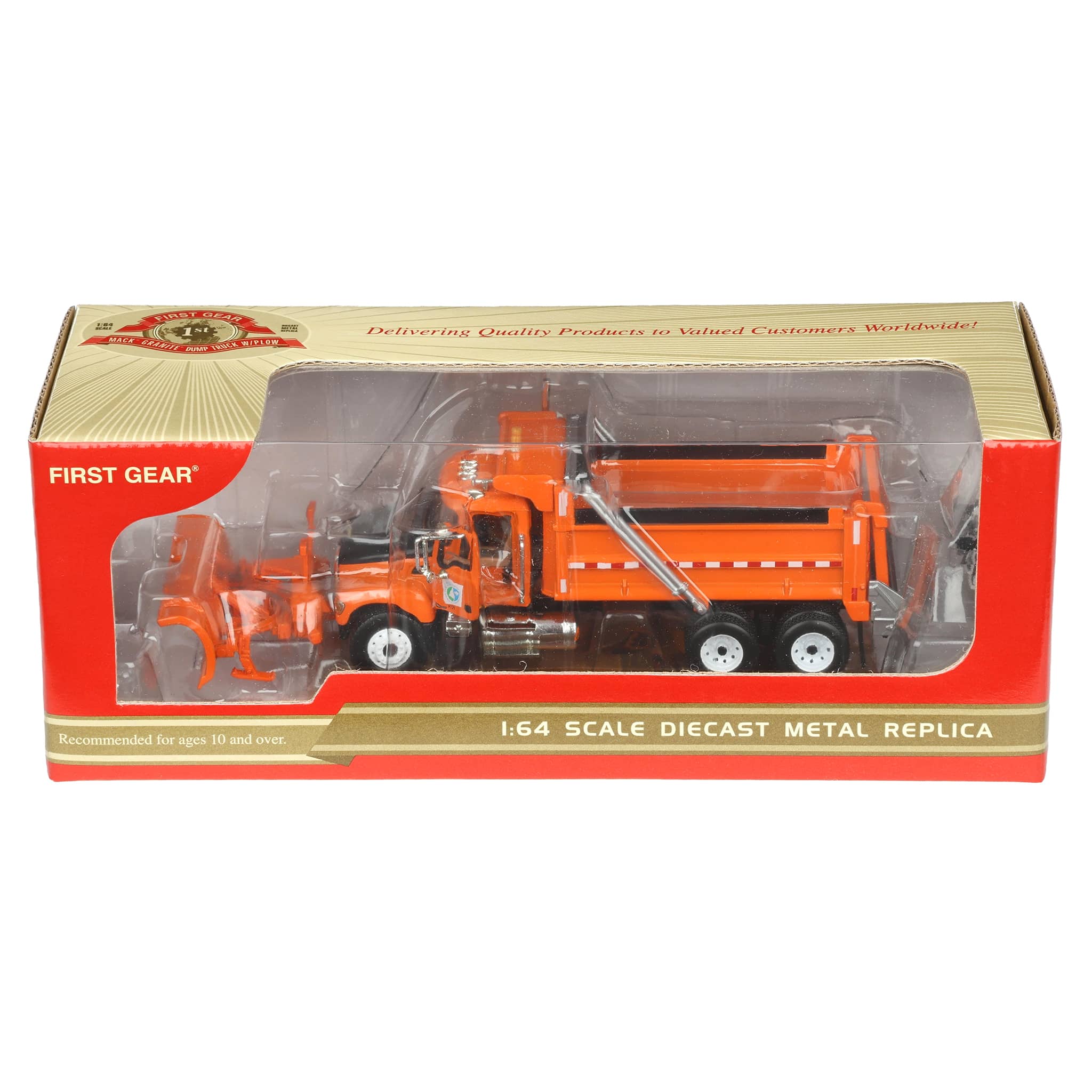 1/64 Orange & Black Mack Granite Minnesota DOT Truck with Plow by First Gear - Image 7