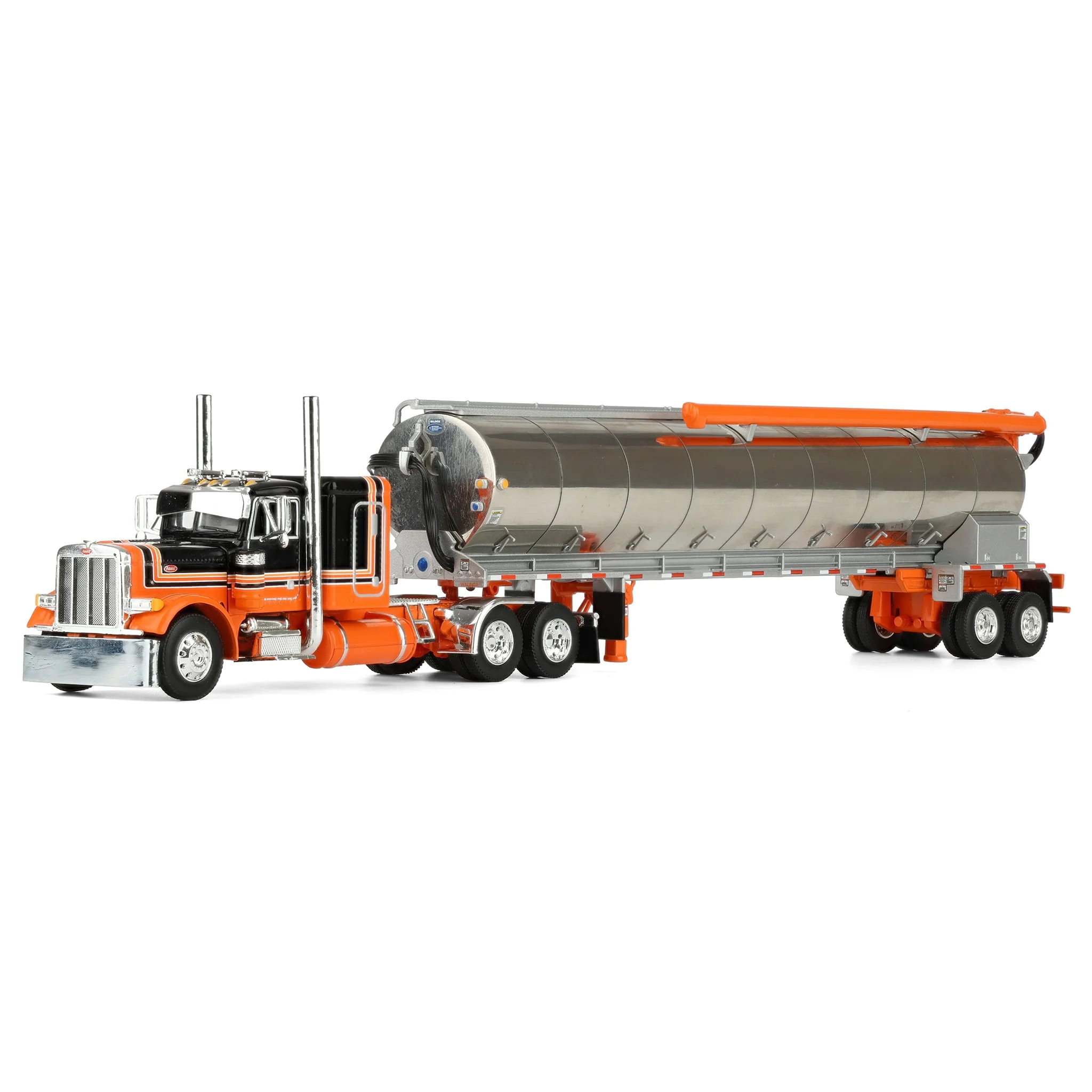 1/64 Orange/Black Peterbilt 379 with 48in Flattop Sleeper & Walinga Feed Trailer, DCP by First Gear