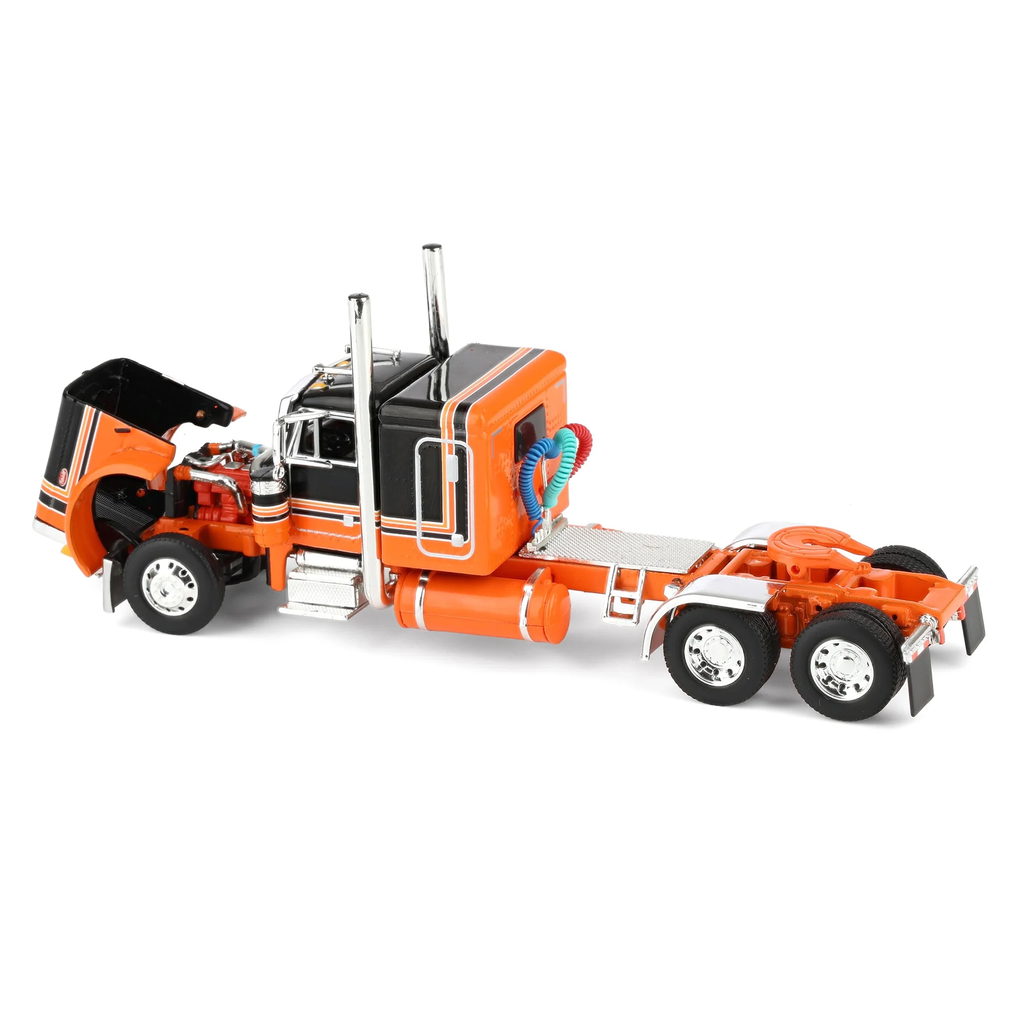 1/64 Orange/Black Peterbilt 379 with 48in Flattop Sleeper & Walinga Feed Trailer, DCP by First Gear - Image 5