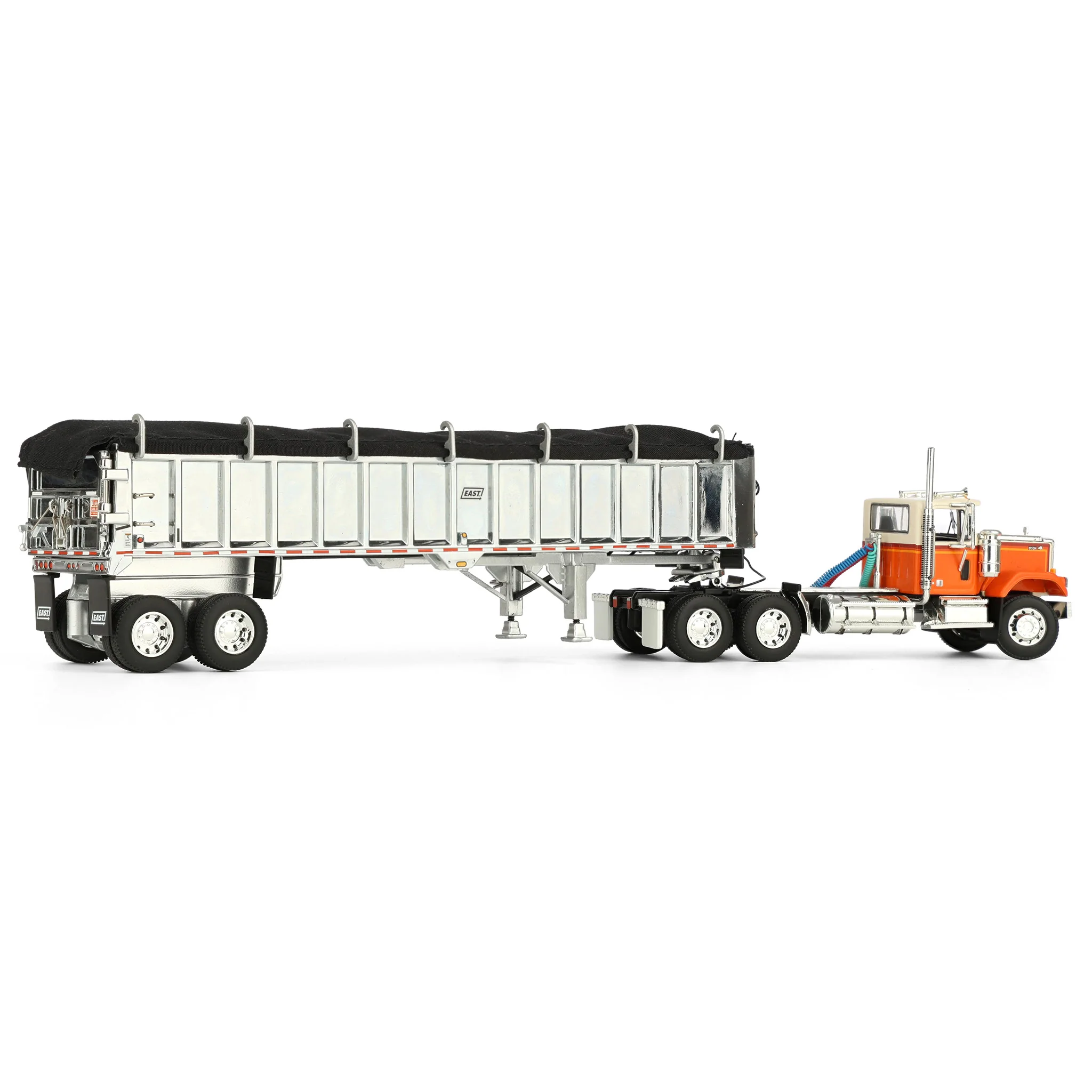 1/64 Orange Chevrolet Bison Day Cab with East End Dump Trailer, DCP by First Gear - Image 3